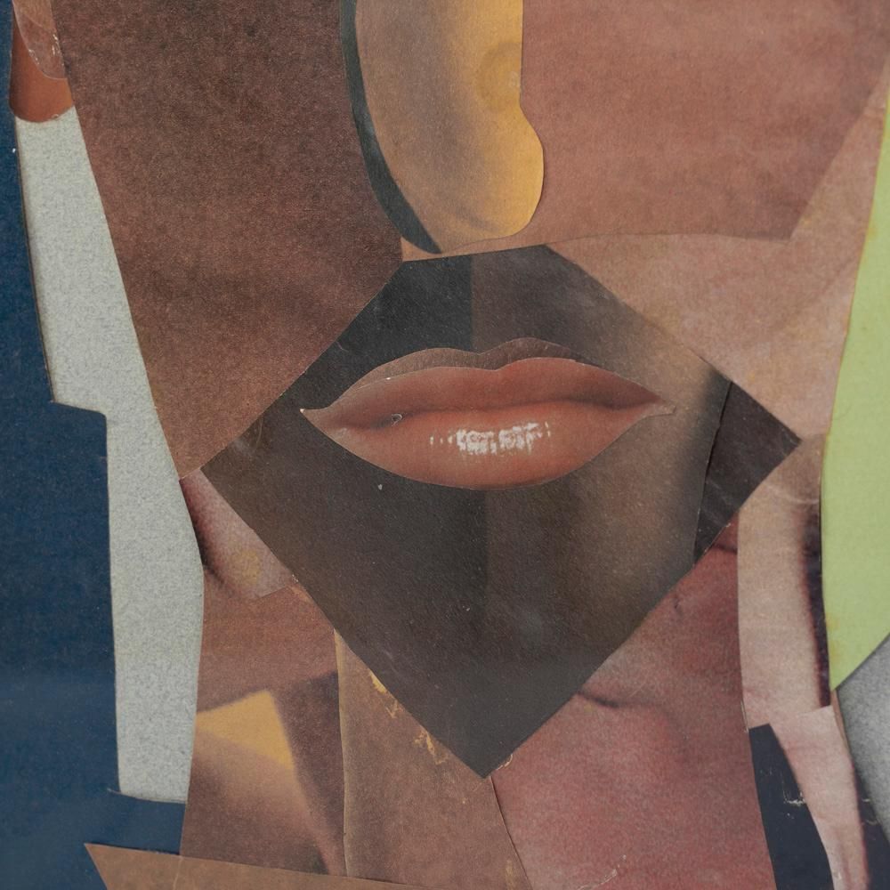 Abstract French Mid Century Cubistic Collage By Ida Colucci, Signed By Hand photo Art