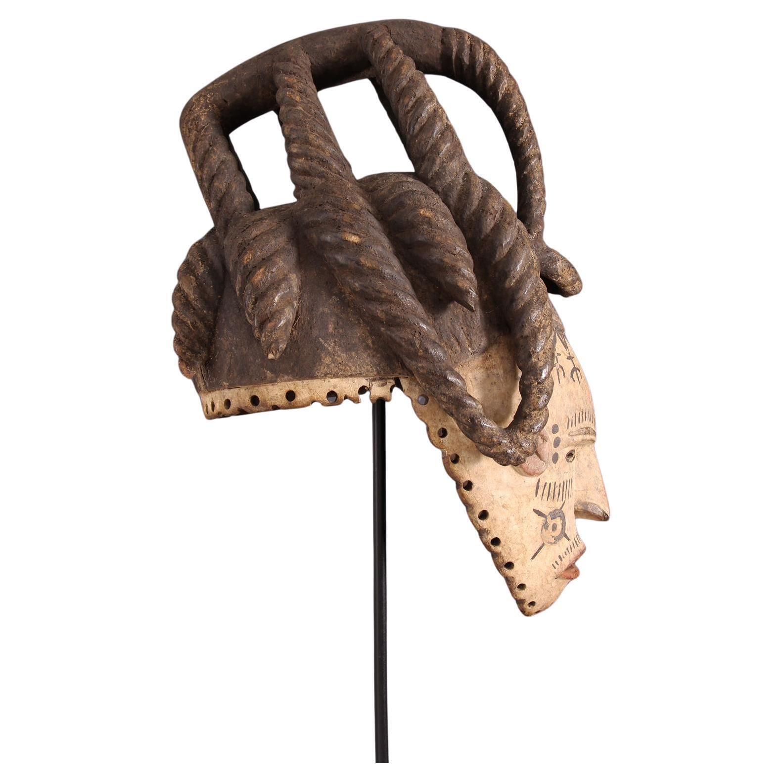 African Wooden Female Igbo Agbogo Tribal Mask Brown Red Beige Nigeria 1970s photo furniture