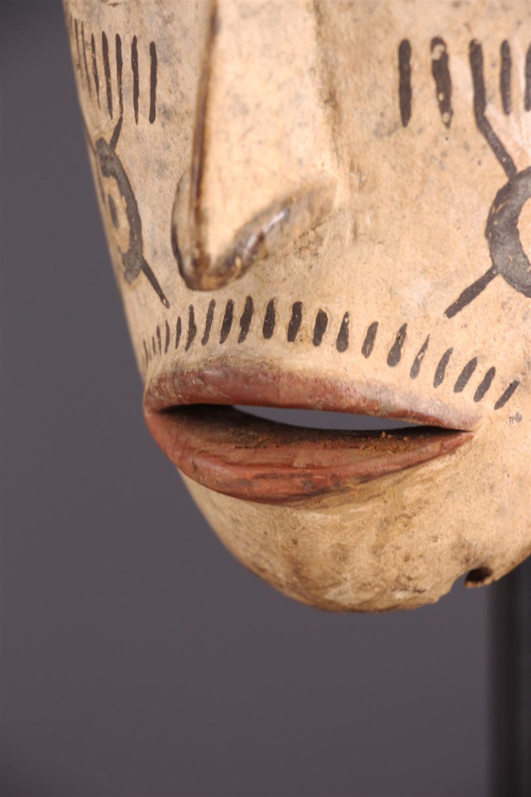 African Wooden Female Igbo Agbogo Tribal Mask Brown Red Beige Nigeria 1970s photo 2751.0