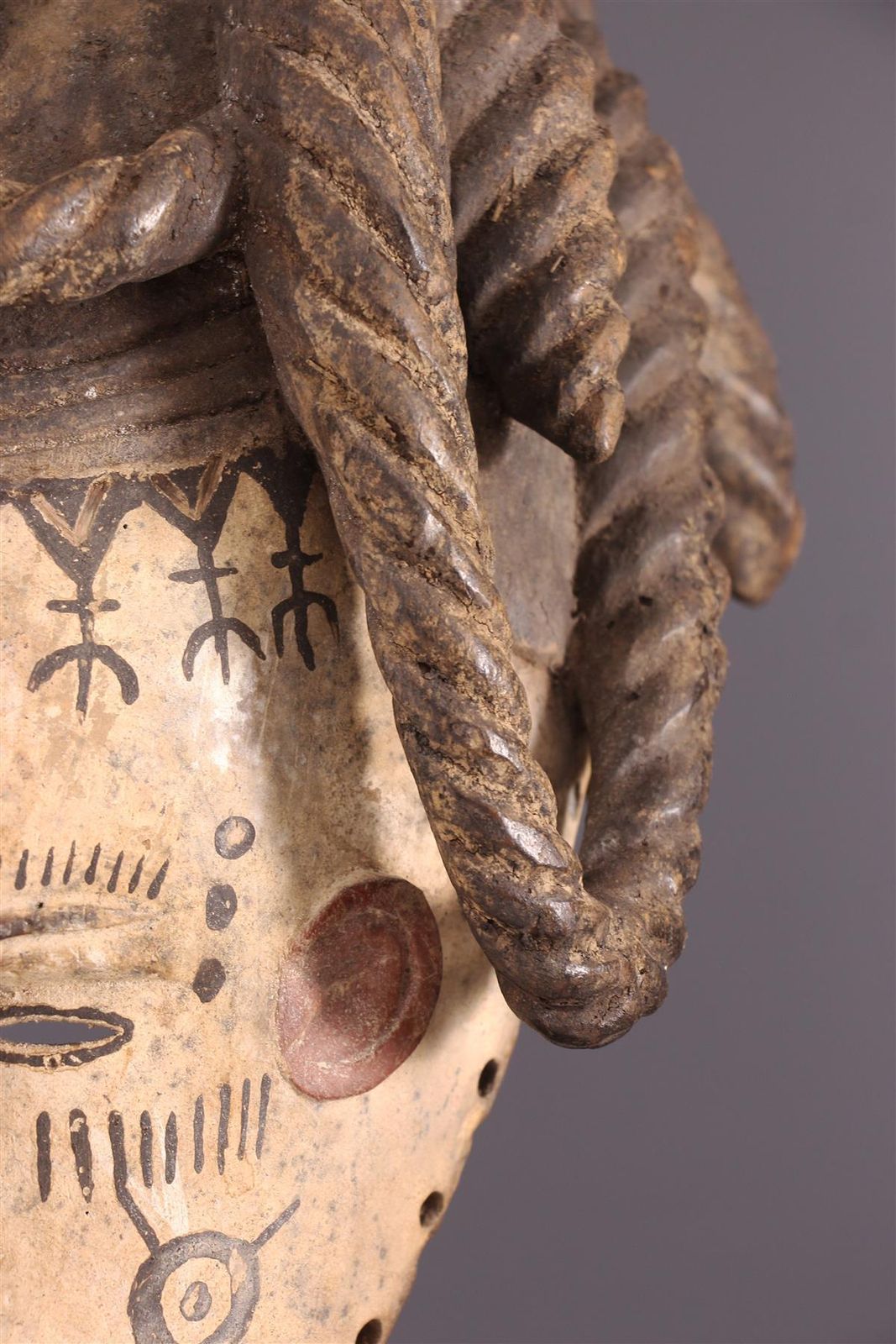 African Wooden Female Igbo Agbogo Tribal Mask Brown Red Beige Nigeria 1970s photo vinterior