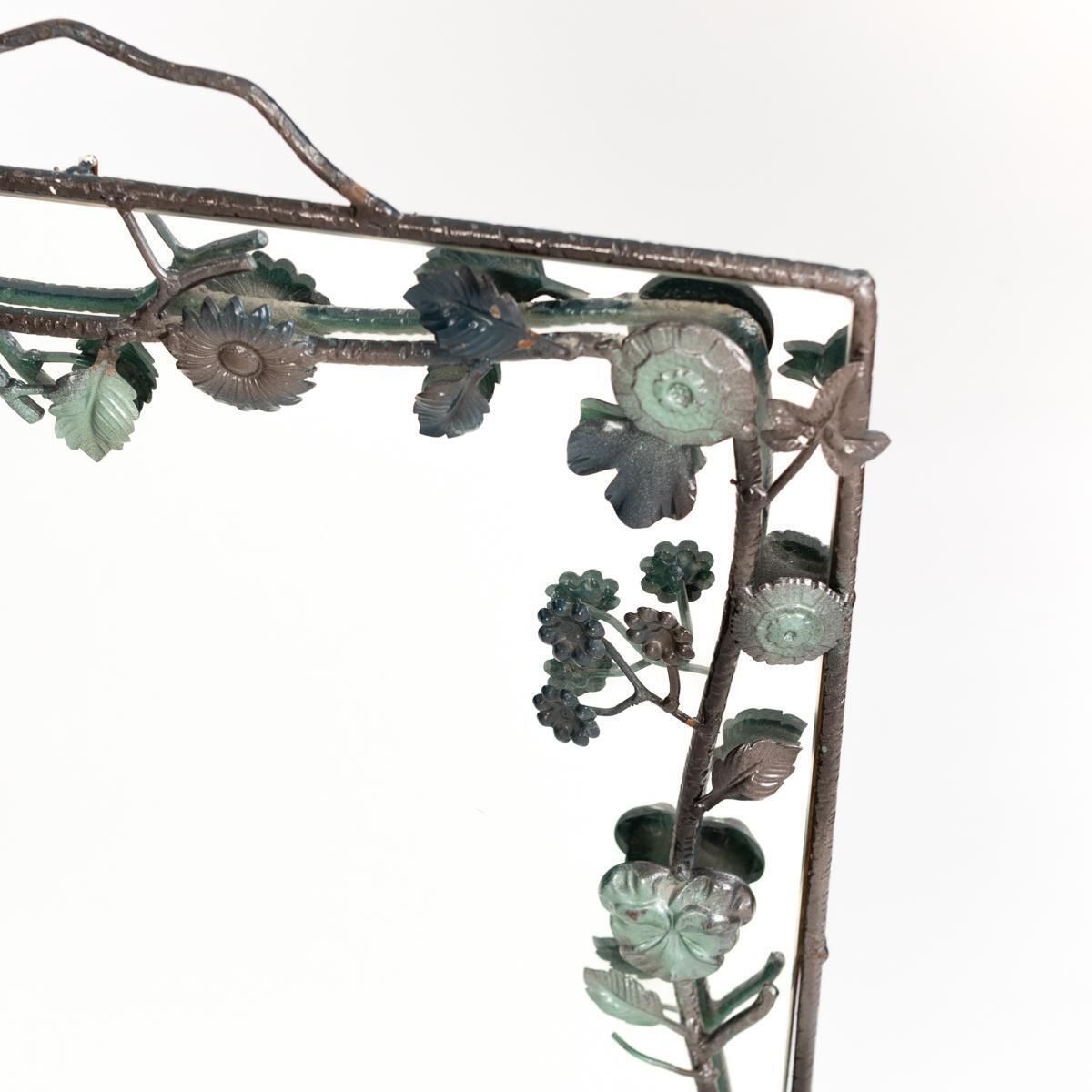 photo for sale French Midcentury Bronze Naturalistic Designed Mirror For Lanvin Paris, 1970s