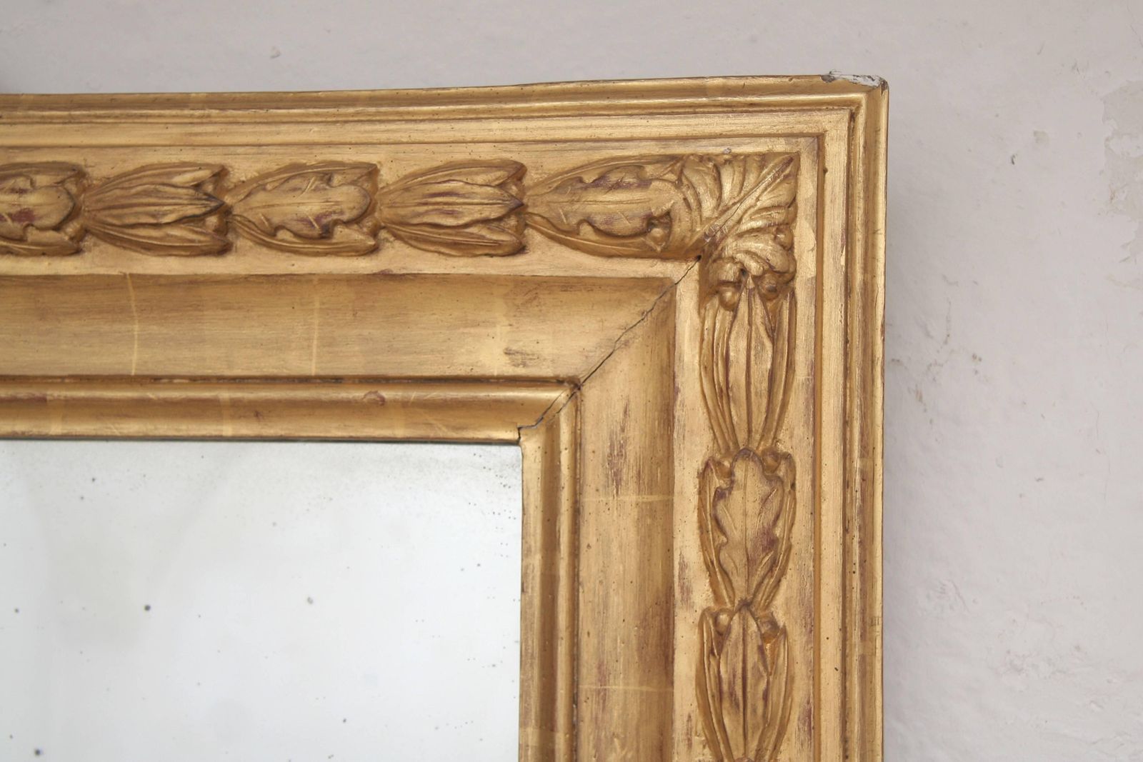 French Gilt Louis XVI Wall Mirror, 18th Century With Original Mercury Glass photo furniture