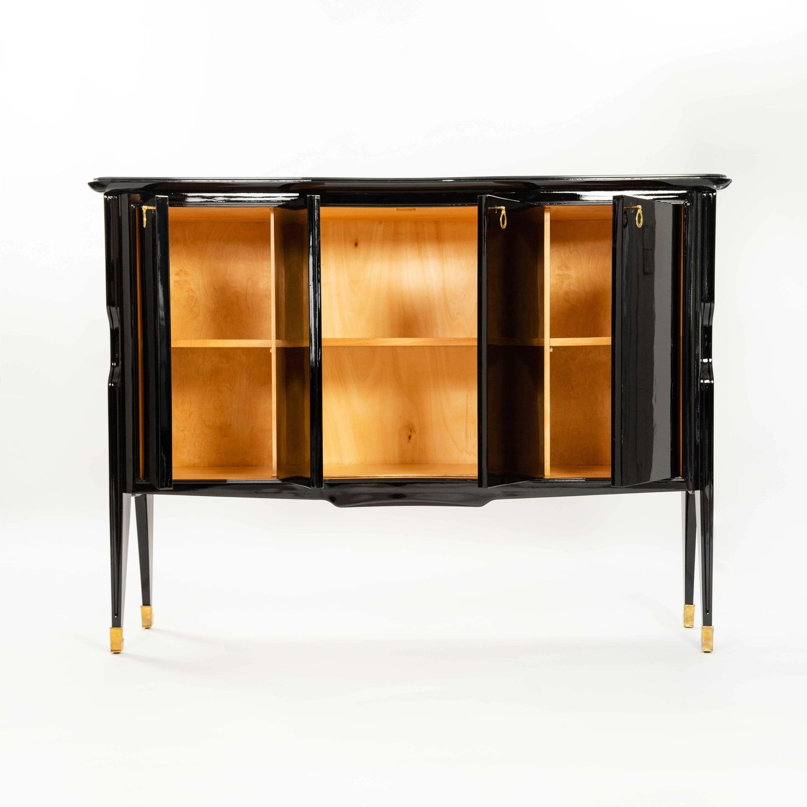 Mid Century Italian Credenza Black Lacquer Brass Details By Vittorio Dassi 1950s photo Furniture