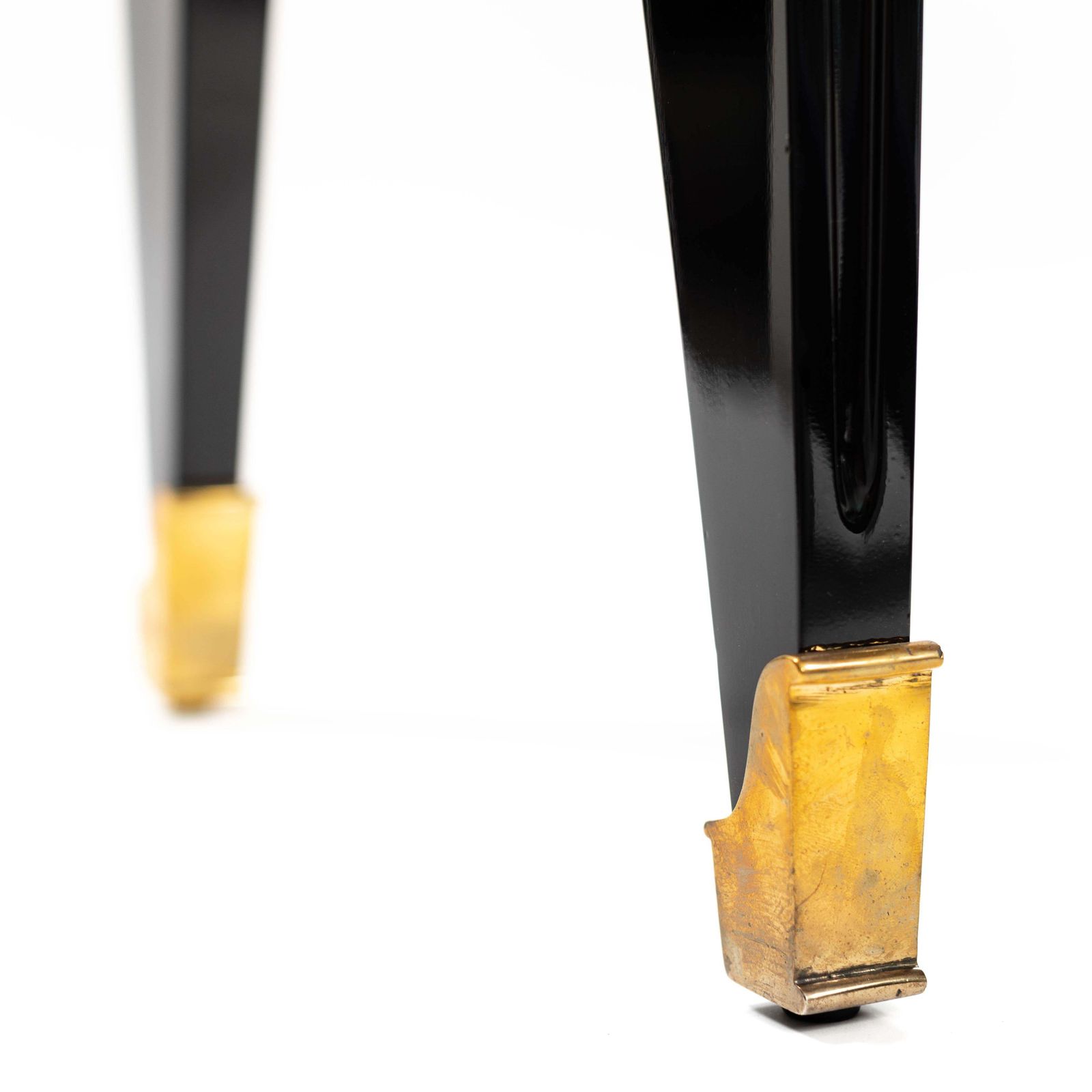 photo for sale Mid Century Italian Credenza Black Lacquer Brass Details By Vittorio Dassi 1950s