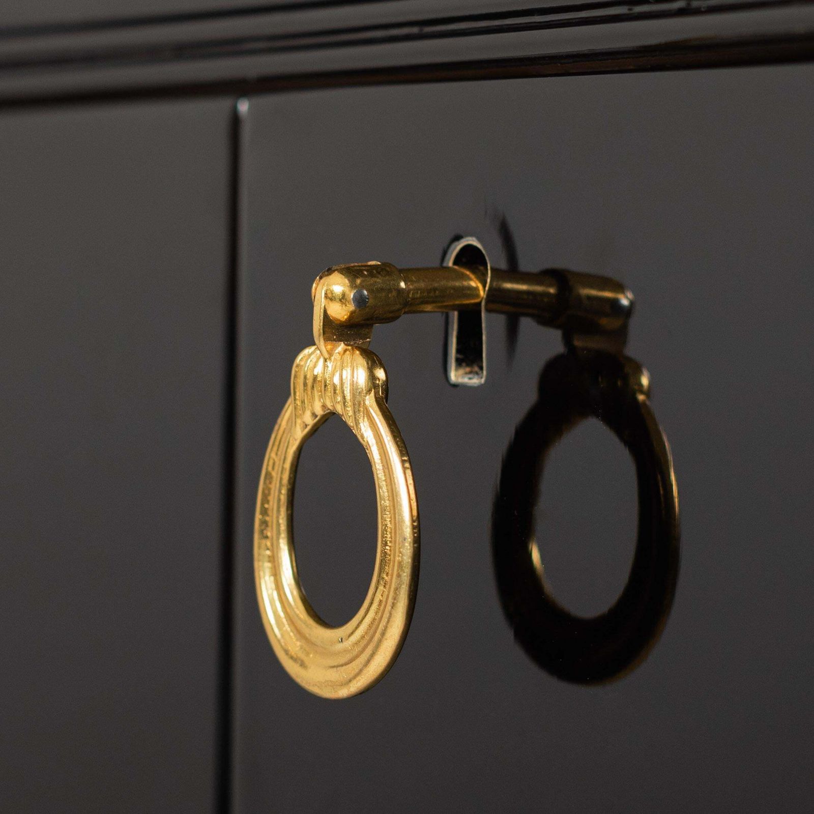 9371.0 Mid Century Italian Credenza Black Lacquer Brass Details By Vittorio Dassi 1950s photo