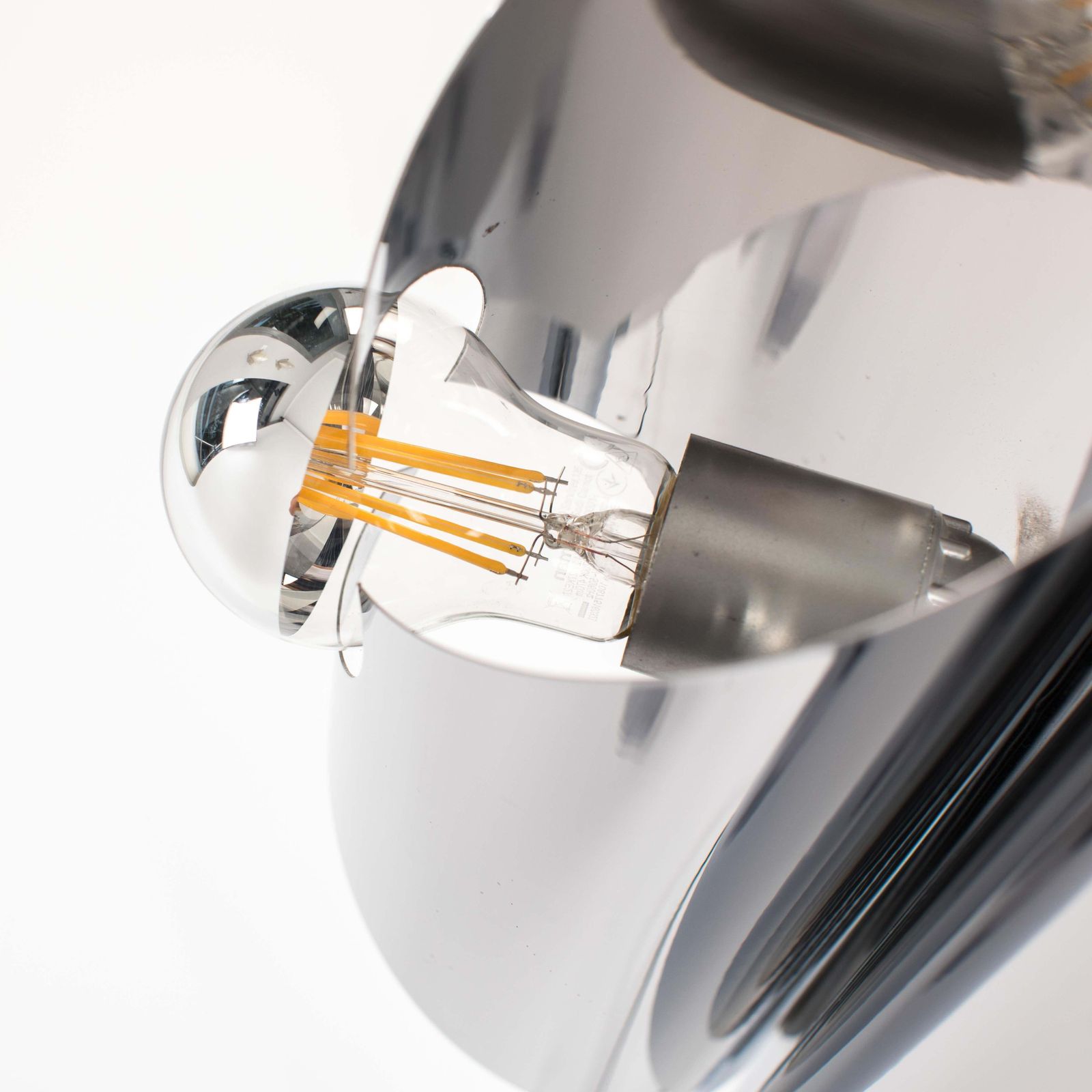 photo for sale French Mid Century Minimalist Table Lamp In Clear, Polished, Chromed Lines 1970s
