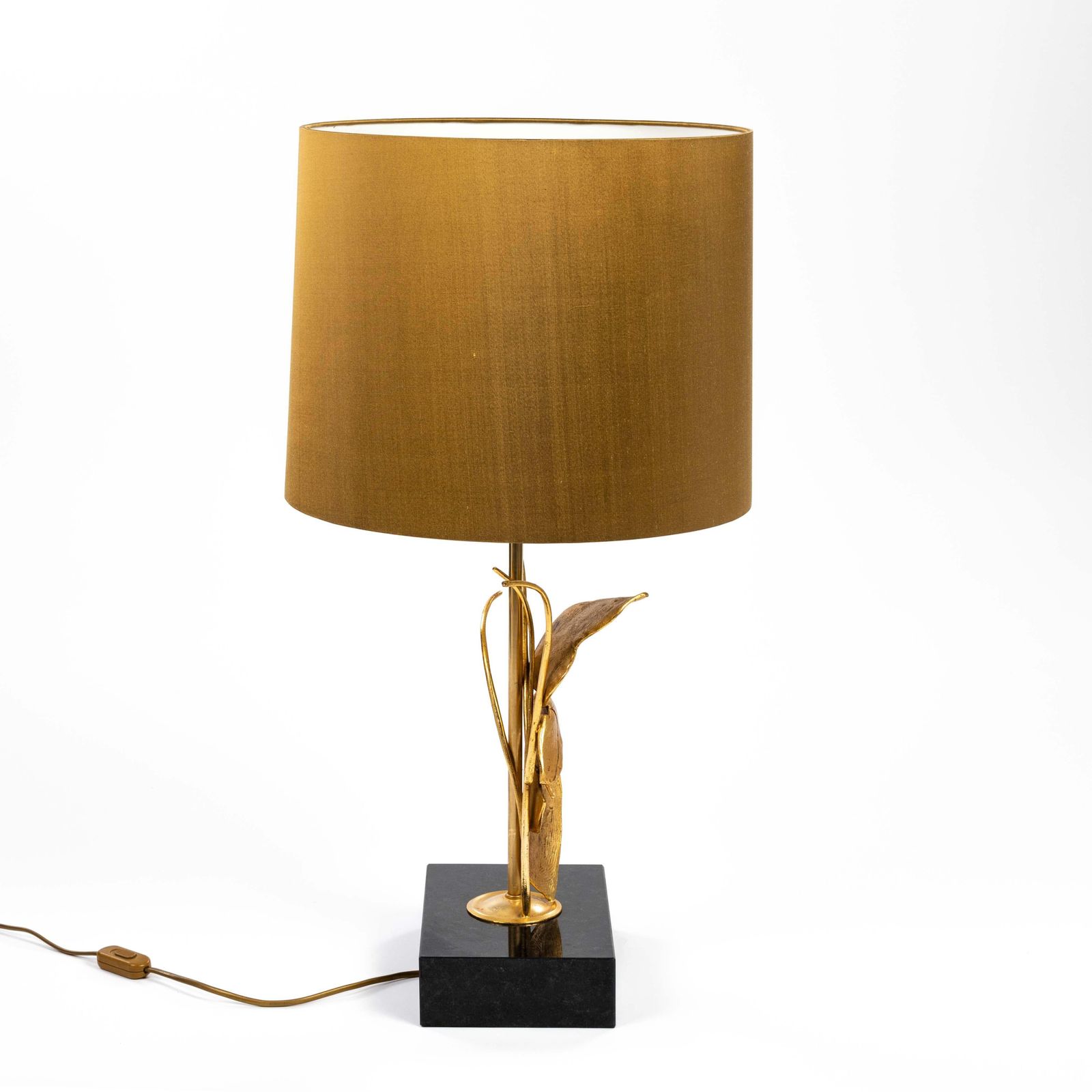 photo for sale Italian Midcentury Gilded Brass Bird Table Lamp By Gm Italia 1950s