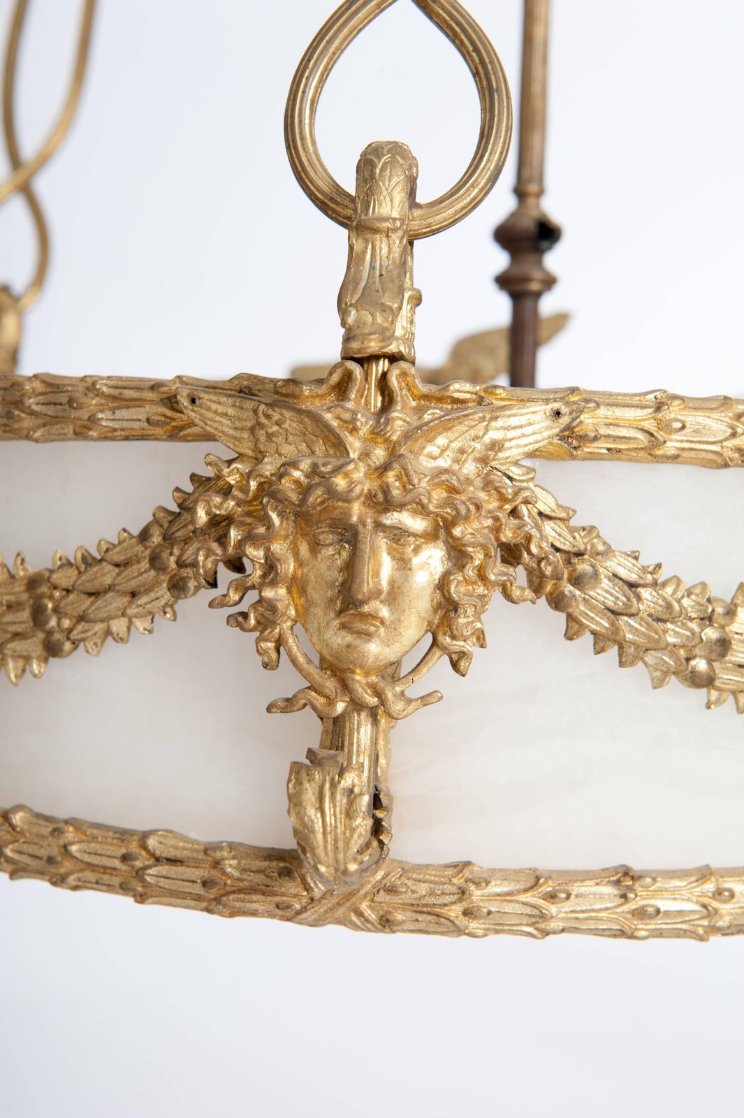 Impressive French Empire Chandelier, Firegilded Bronze With Alabaster 1830s photo 9629.0