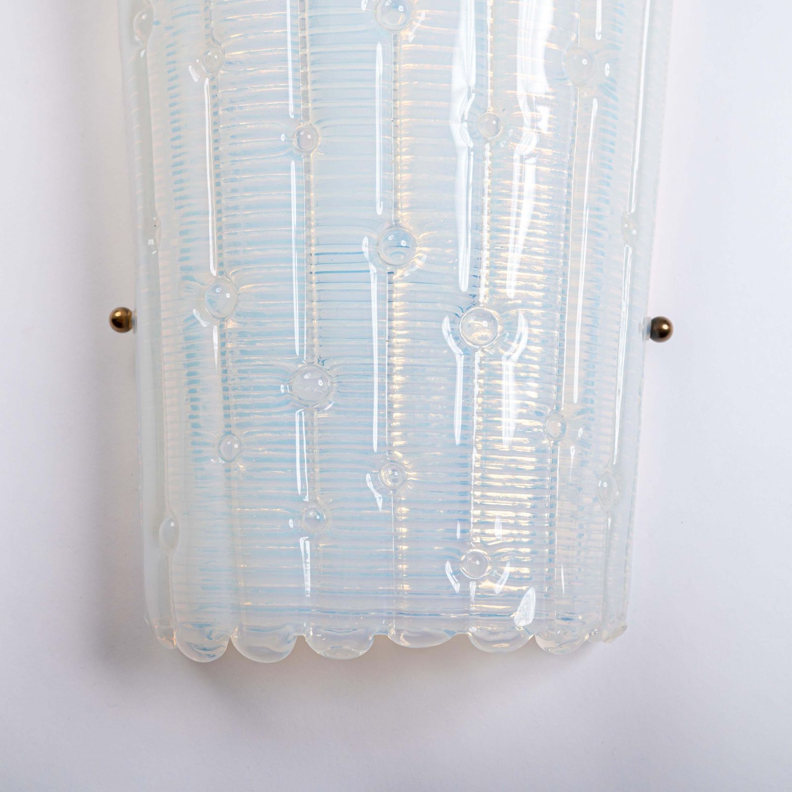 Pair Of Modern, Italian Wall Lights In Opalescent Light Blue Murano Glass, 1980s photo for sale