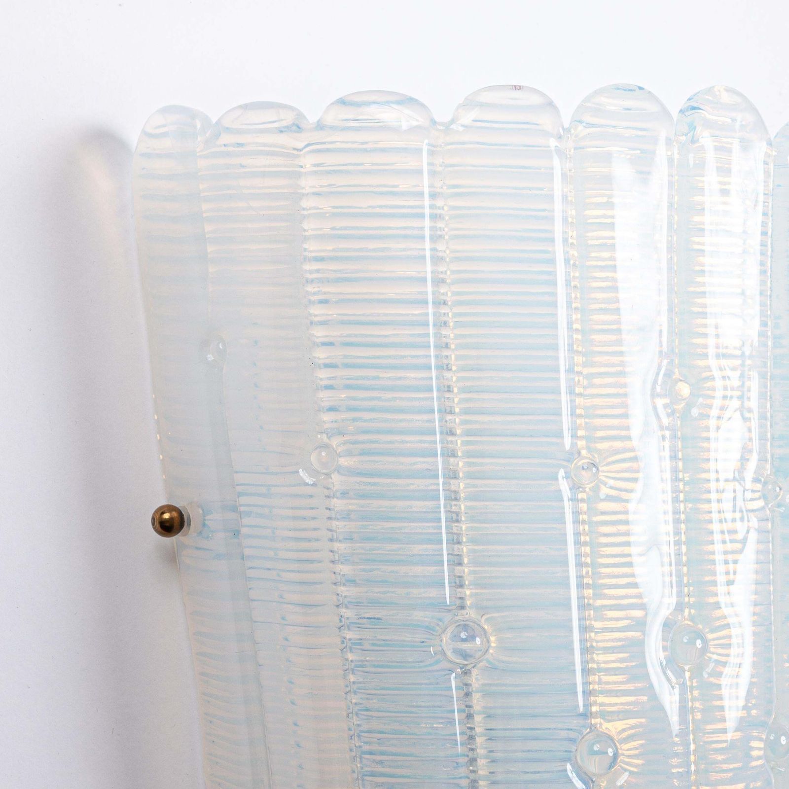 Pair Of Modern, Italian Wall Lights In Opalescent Light Blue Murano Glass, 1980s photo Lighting