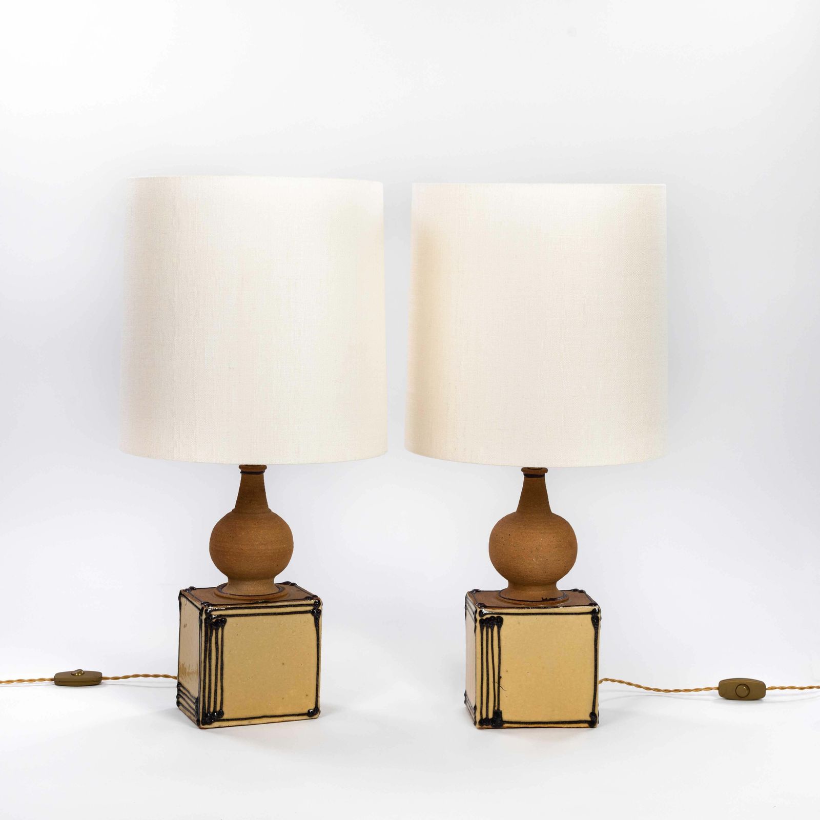 Pair Of Scandinavian Mid Century Ceramic Table Lamps By Heerwegen Denmark 1971 photo furniture