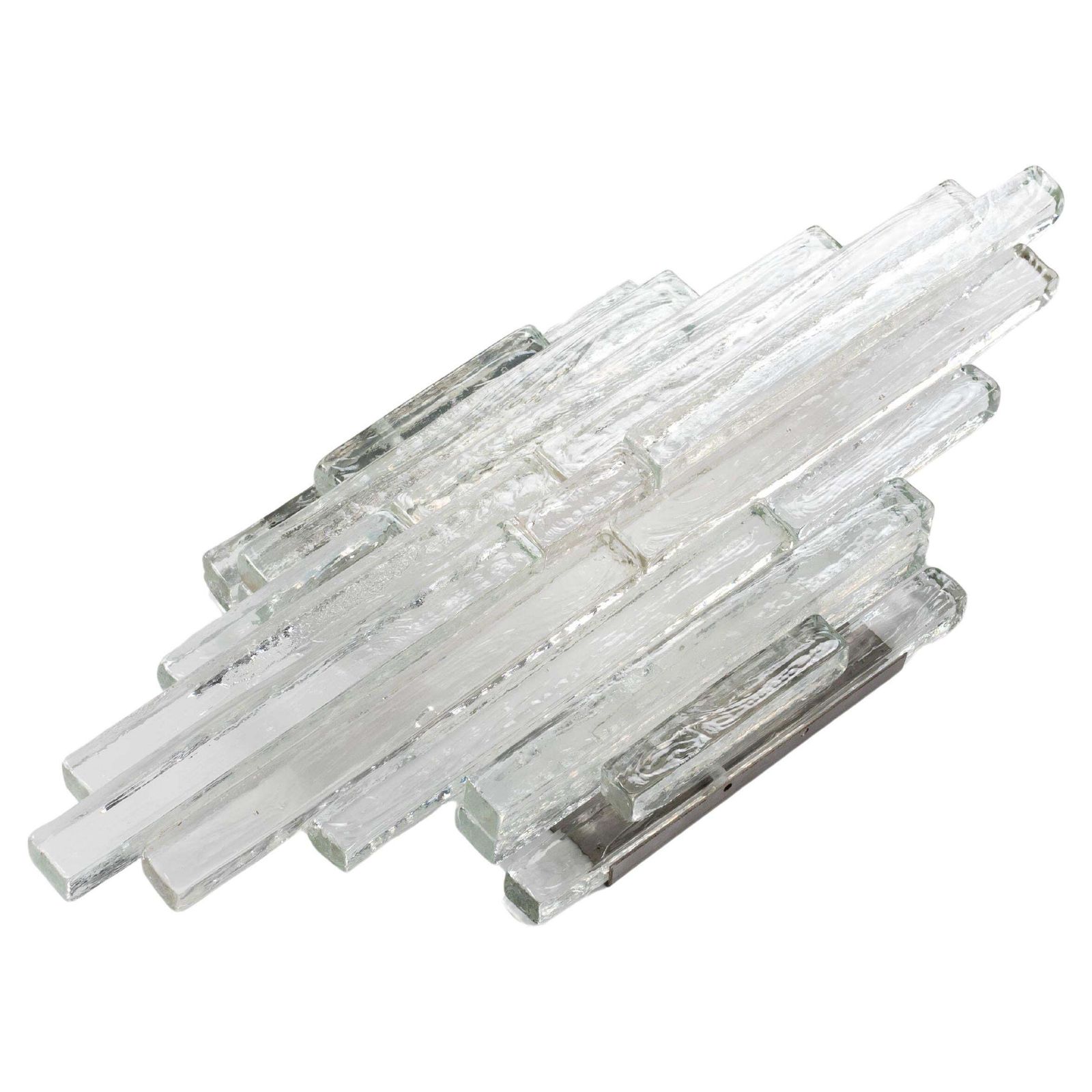 Set Of 3 Clear Murano Glass Wall Sconces By Albano Poli Italy For Poliarte 1960s