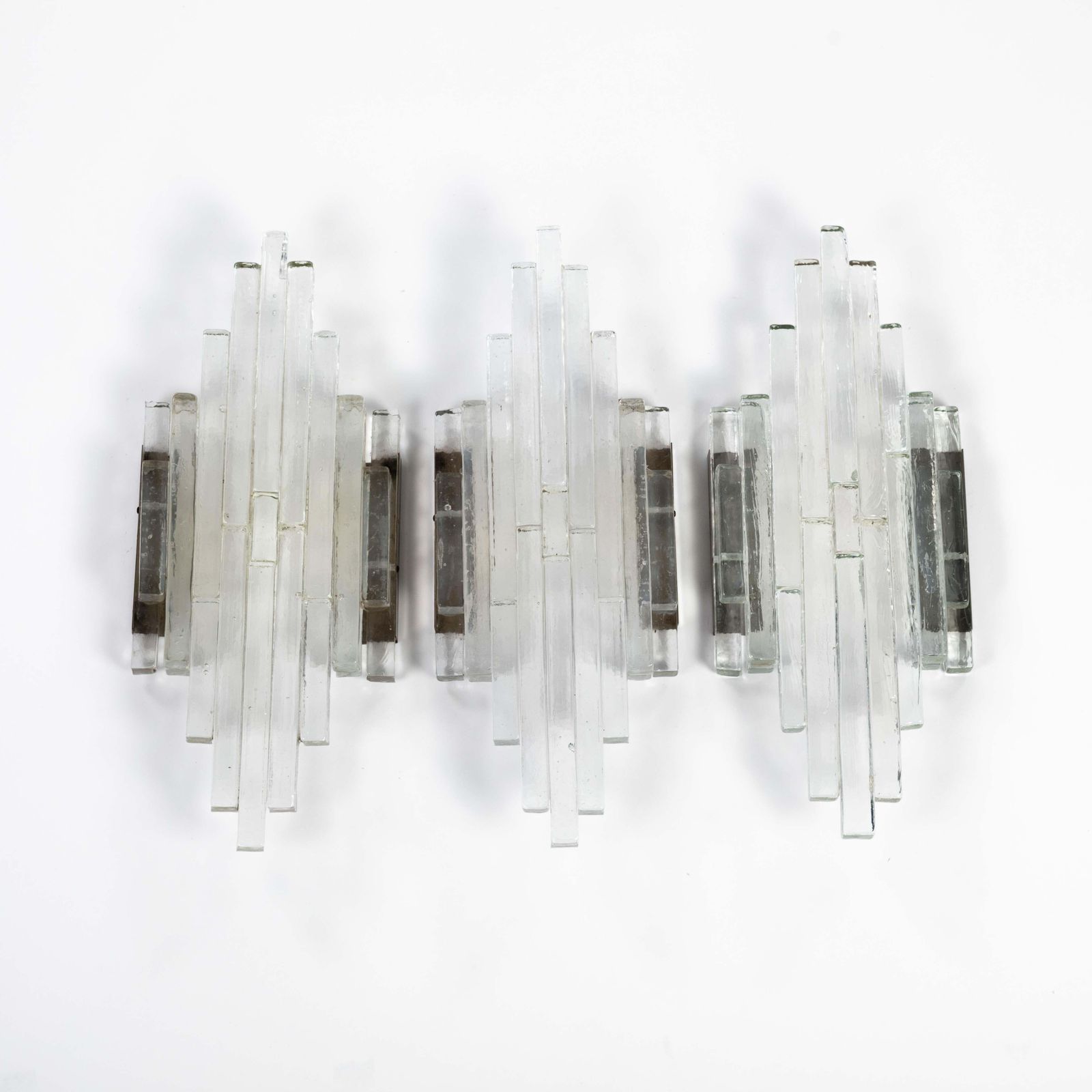 photo buy Set Of 3 Clear Murano Glass Wall Sconces By Albano Poli Italy For Poliarte 1960s