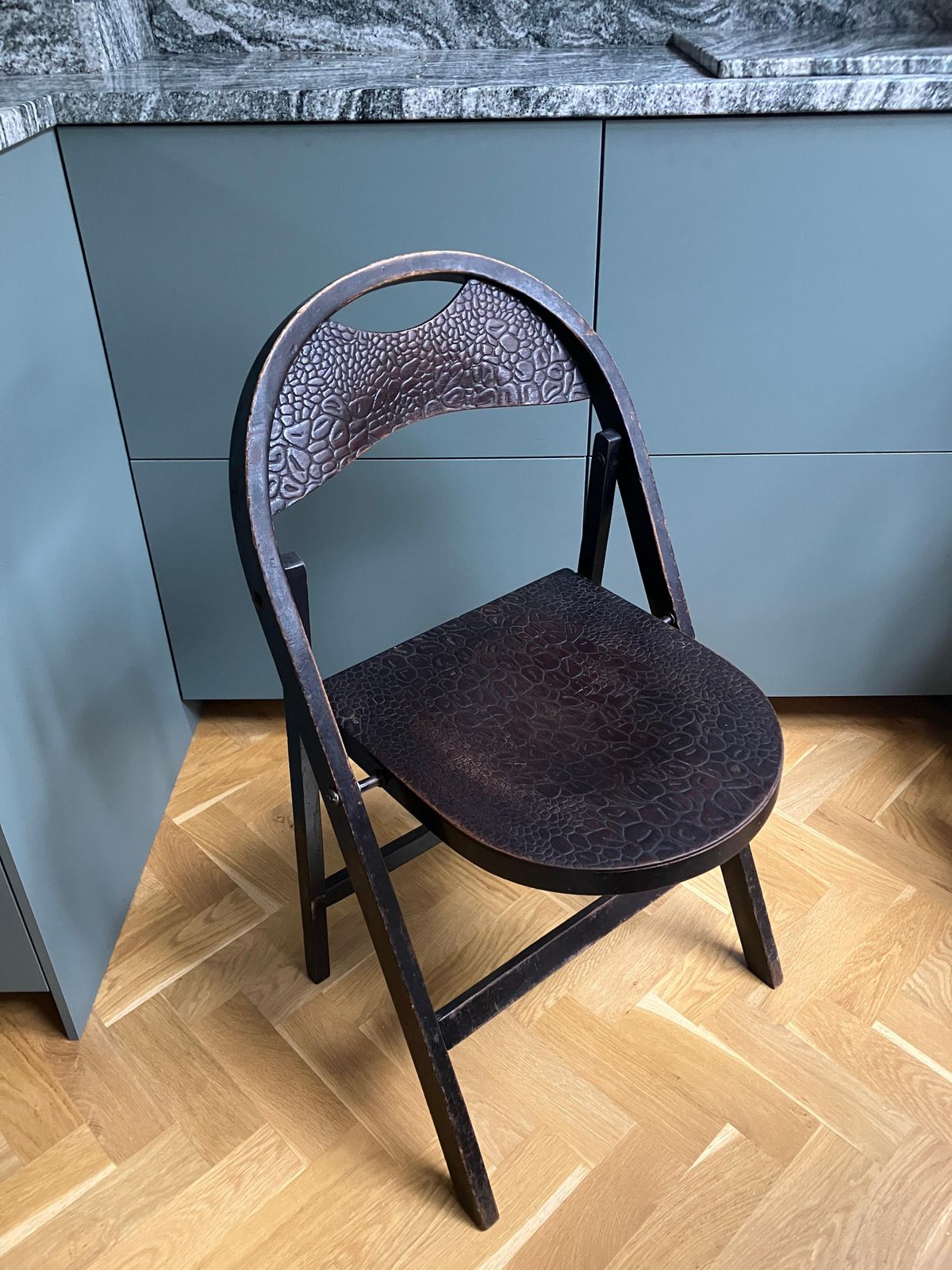 A Pair 1930's Thonet Crocodile Folding Chairs Bauhaus Era photo vintage