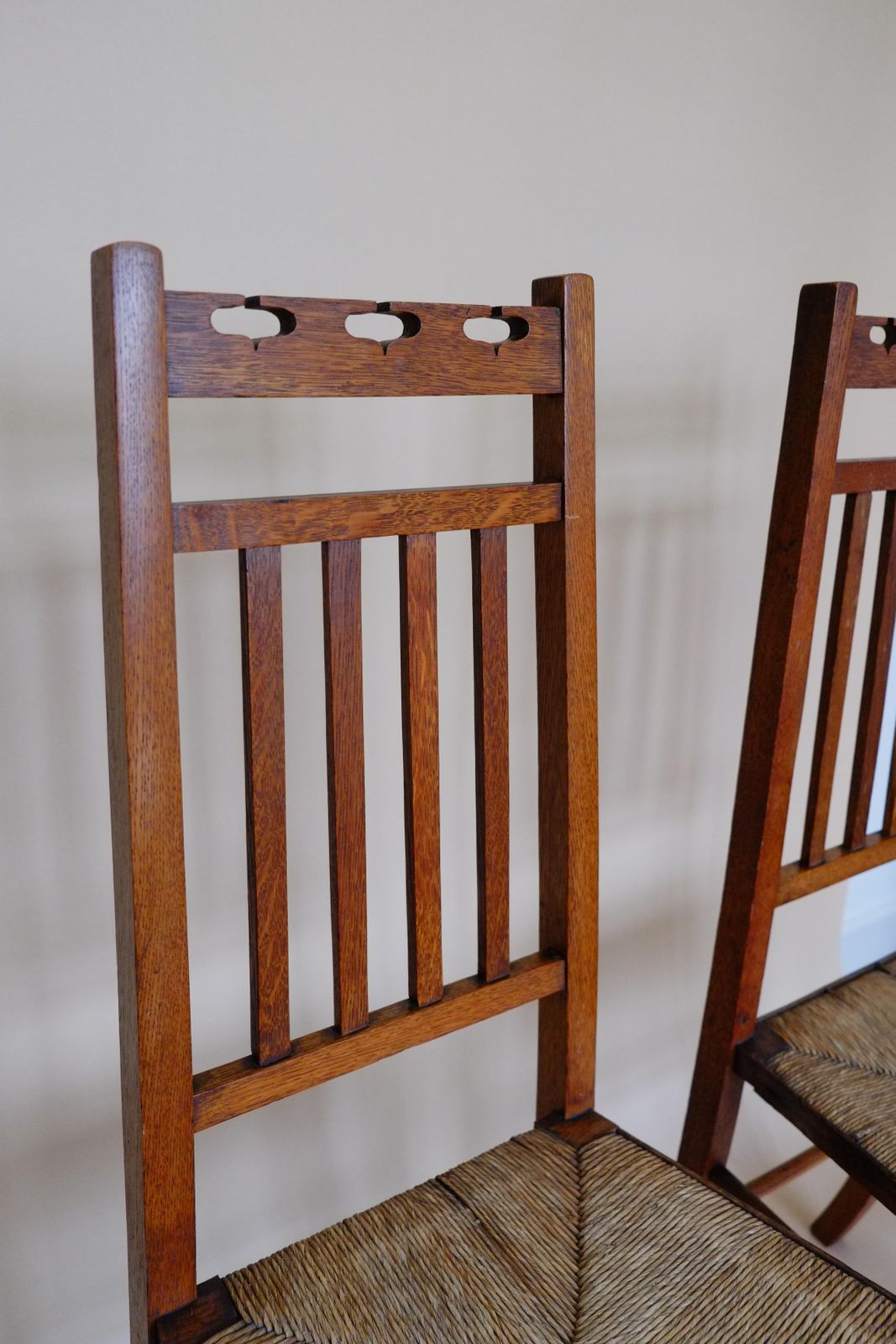 Pair Of Glagow School Arts & Crafts Oak Bedroom Side Chairs By E A Taylor photo buy