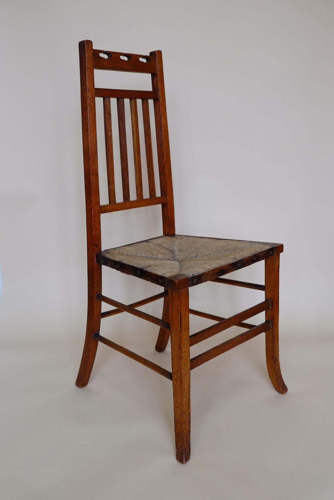 photo for sale Pair Of Glagow School Arts & Crafts Oak Bedroom Side Chairs By E A Taylor