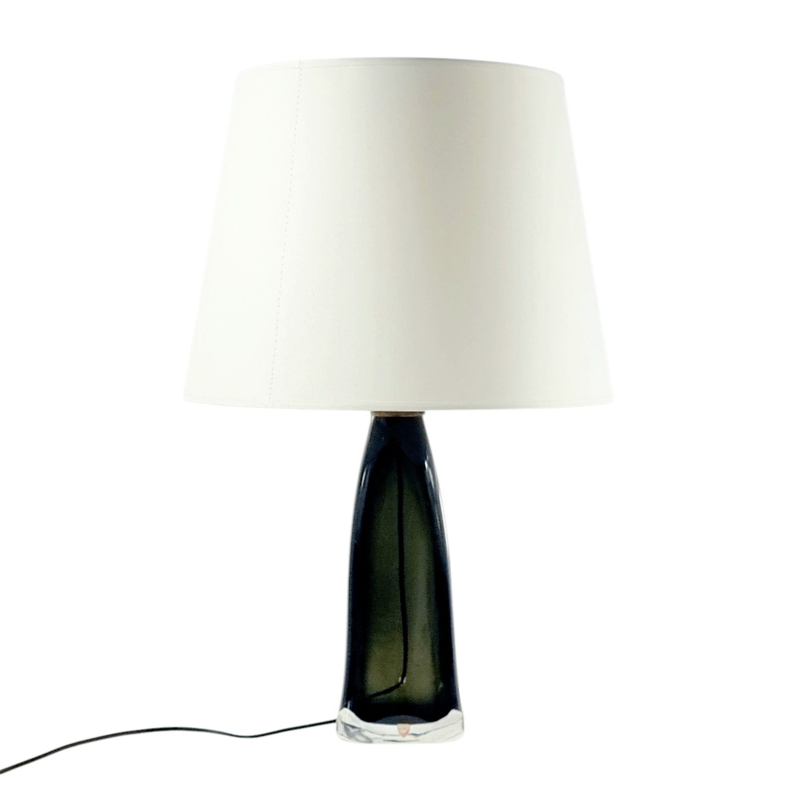 Mid Century Scandinavian Green Glass & Brass Table Lamp By Carl Fagerlund For Orrefors, Model Rd 1323, Sweden, 1960s