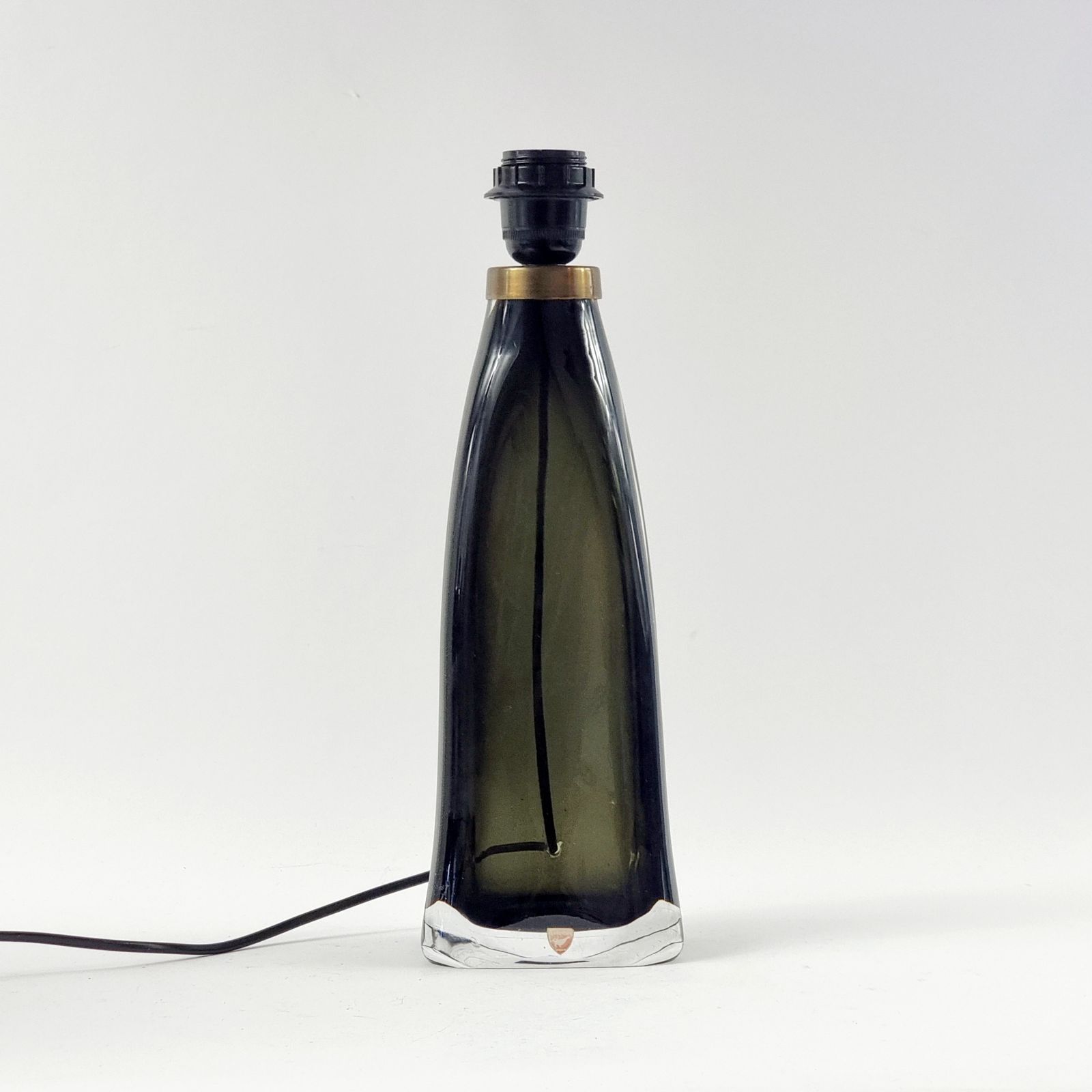 Mid Century Scandinavian Green Glass & Brass Table Lamp By Carl Fagerlund For Orrefors, Model Rd 1323, Sweden, 1960s photo for sale