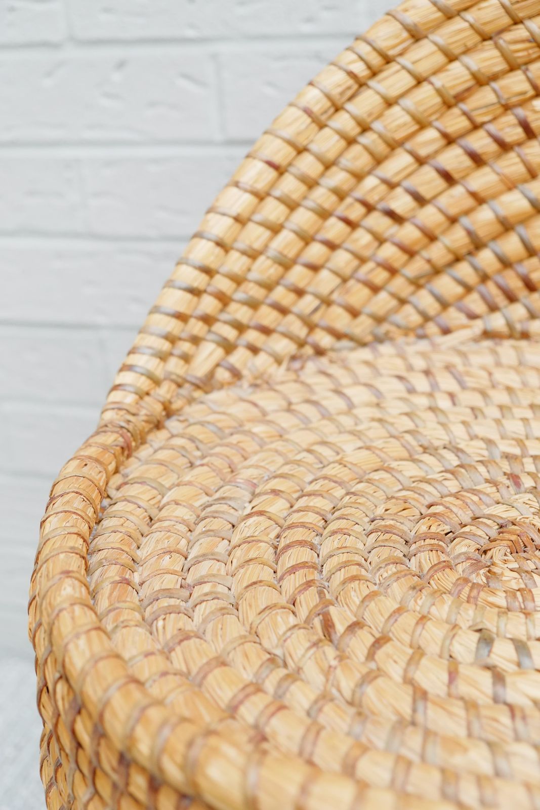 280.0 Bohemian Rattan Bedroom Chair   Reeded Hand Woven Straw Basket Chair photo
