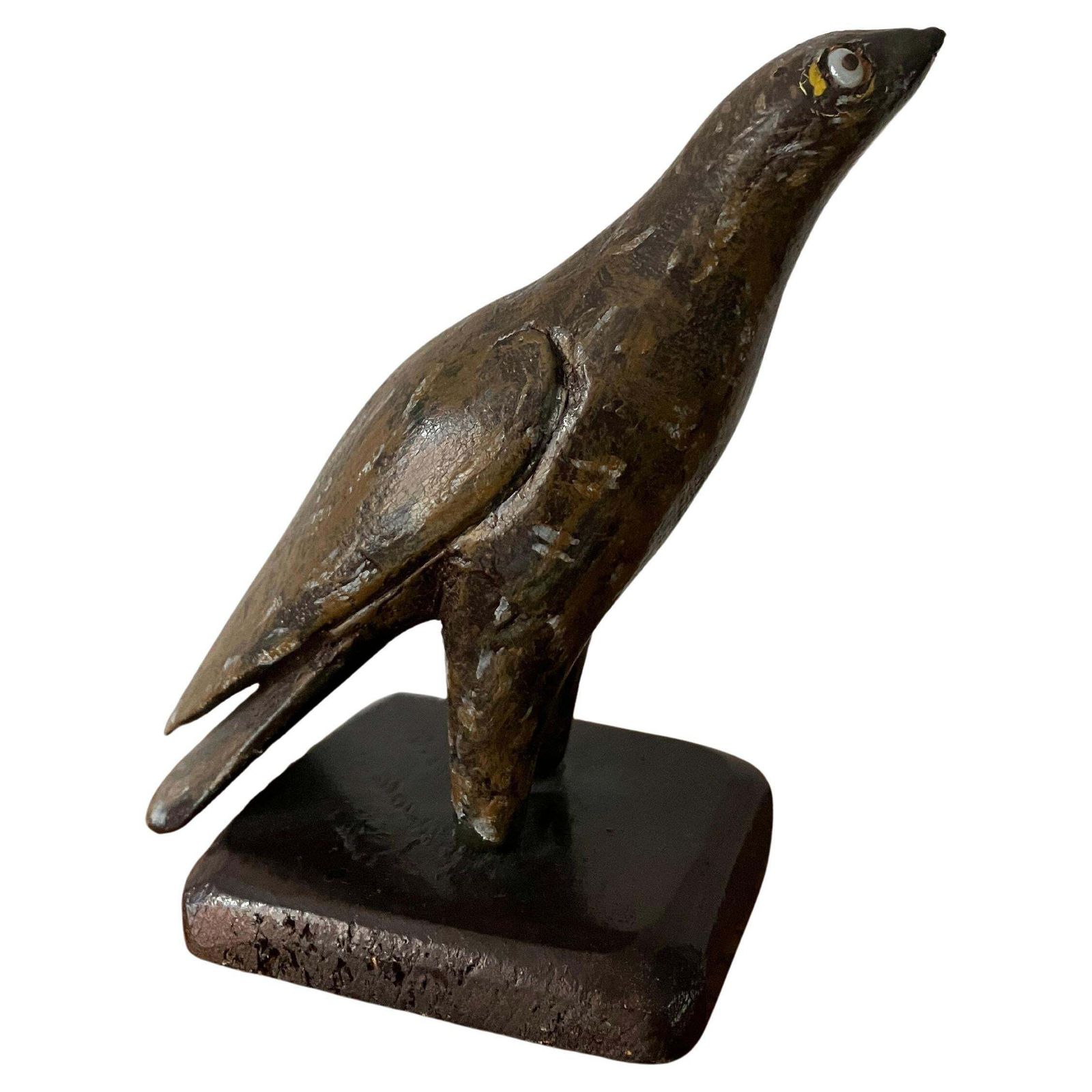 Petite Vintage Carved Wooden Eagle Bird Of Prey Figure Sculpture