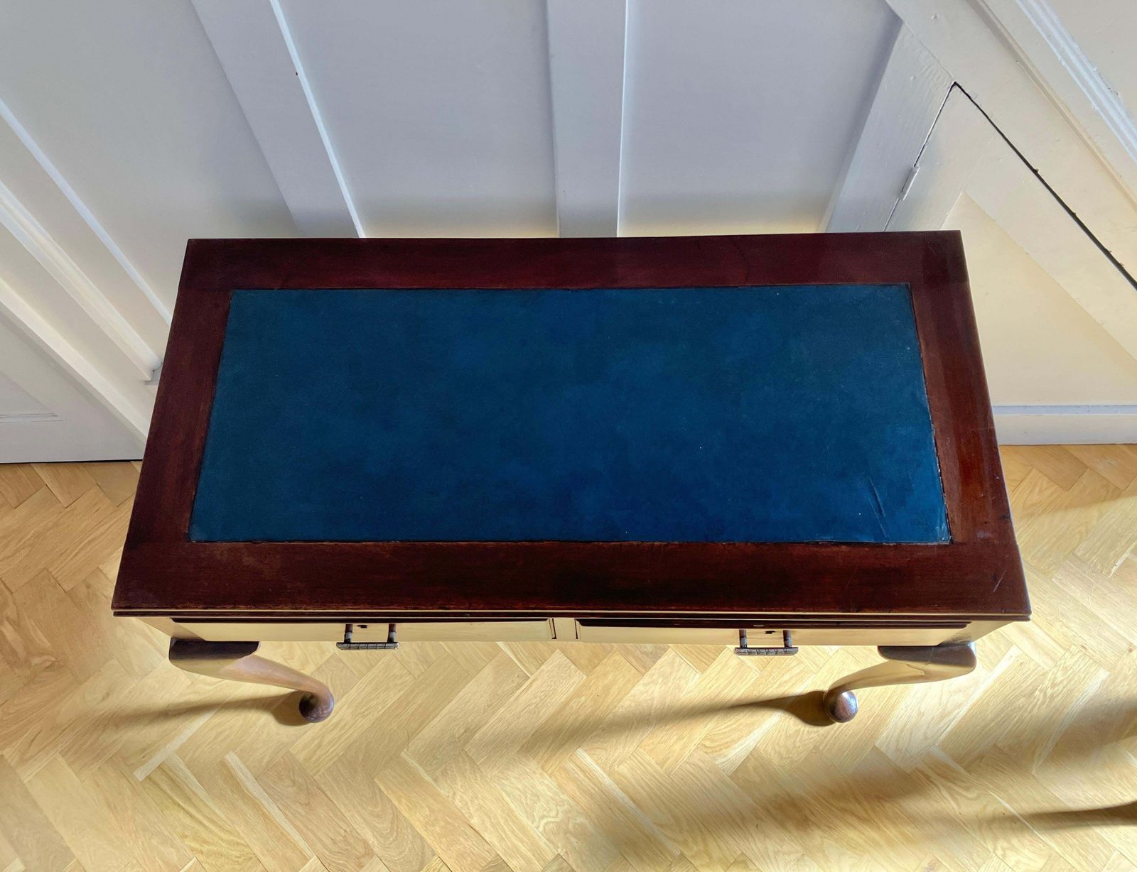 English Edwardian Mahogany Console Table / Desk With Cabriole Legs Sold By Heals photo buy
