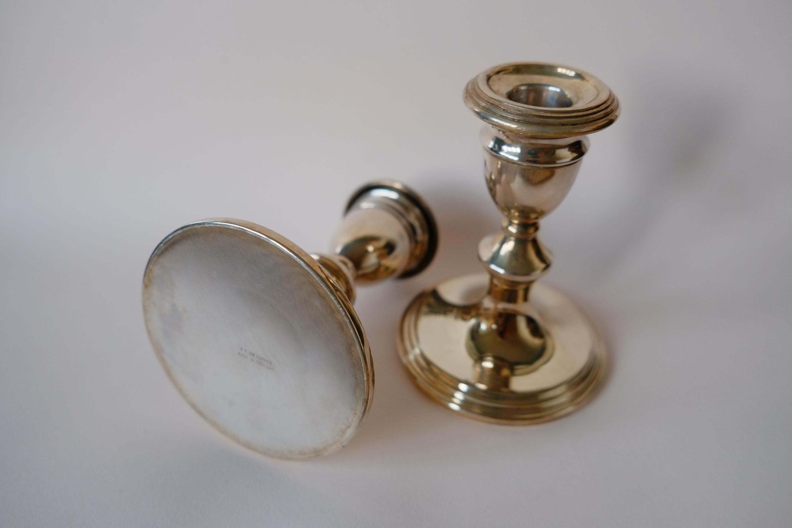 A Pair Of Antique Silver On Copper Candle Holders Made In England photo buy