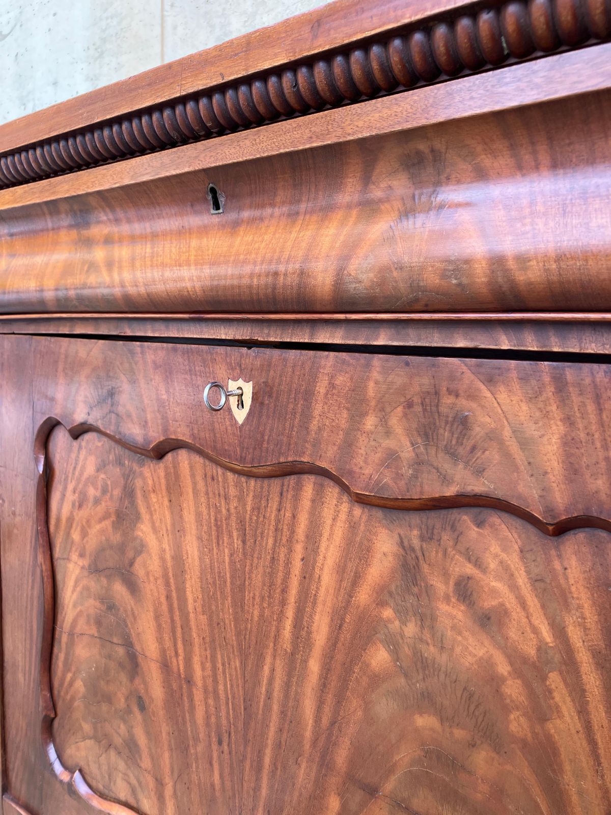 Antique French Secretaire / Bureau In Mahogany photo vintage