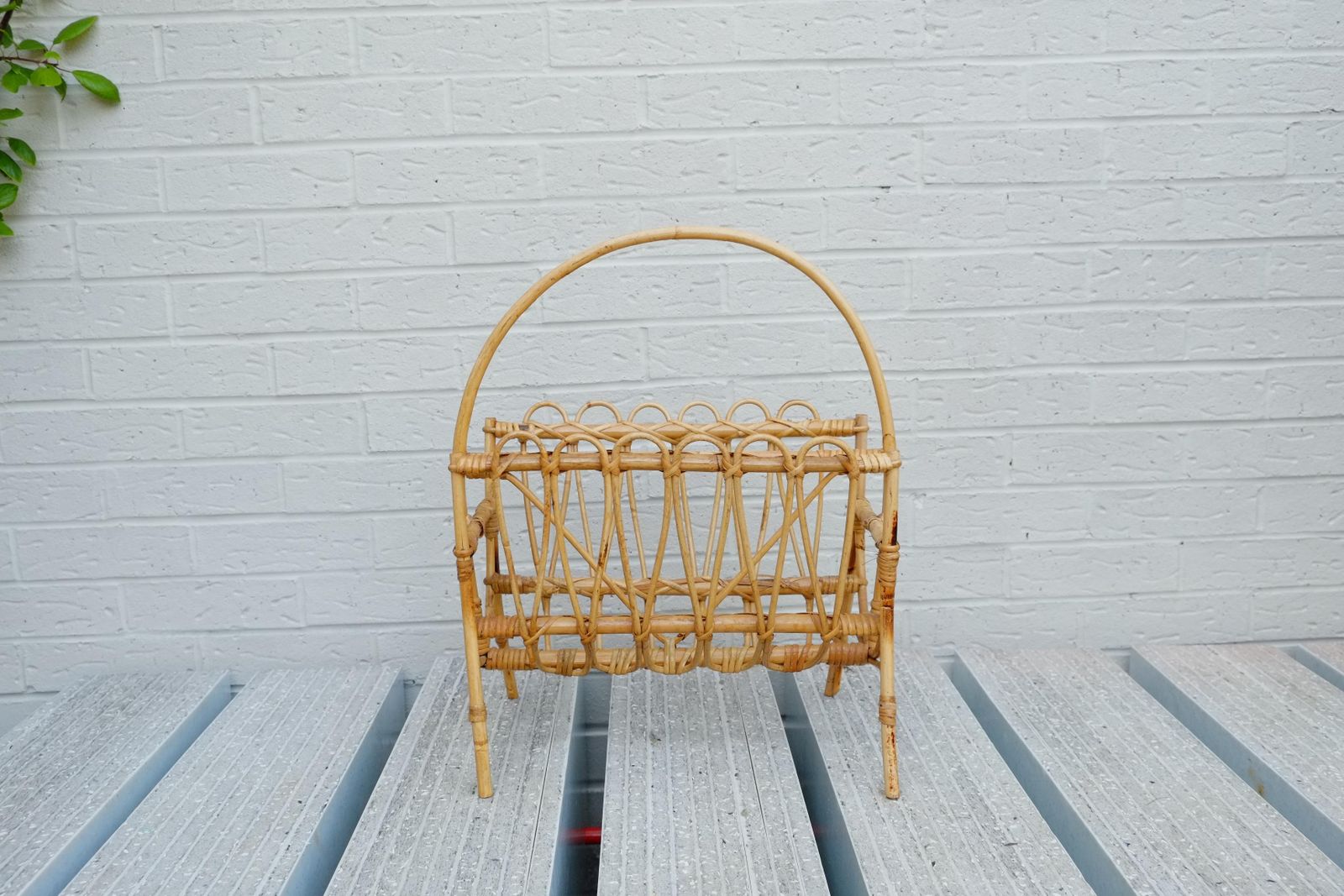 photo furniture Bamboo Rattan Bohemian Midcentury Magazine Rack