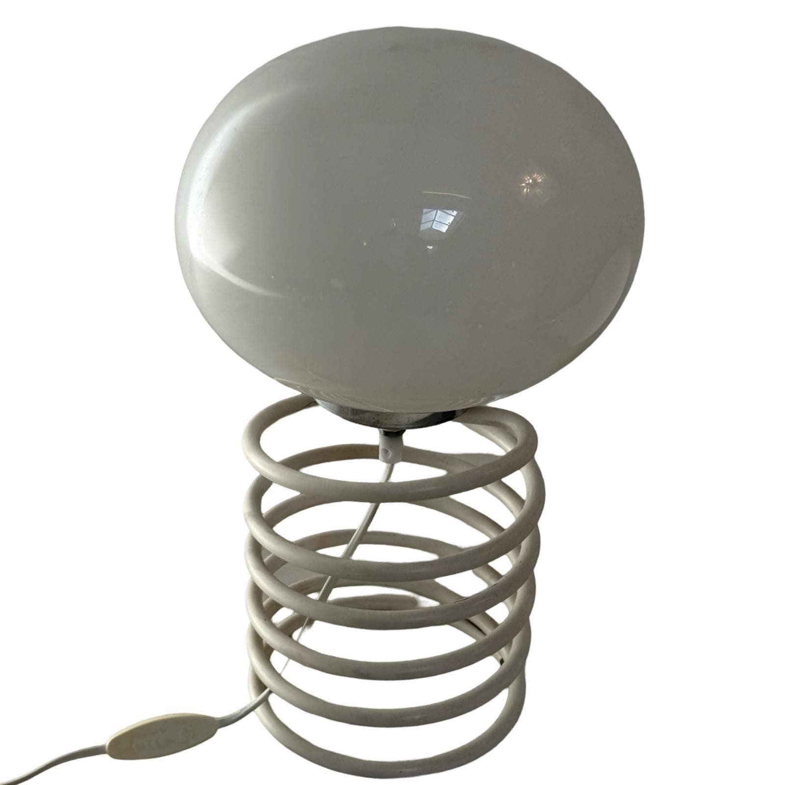Ingo Maurer For Honsel   Space Age Design / Mcm Table Lamp   Opaline Glass Mounted On A Spiral Base photo vinterior