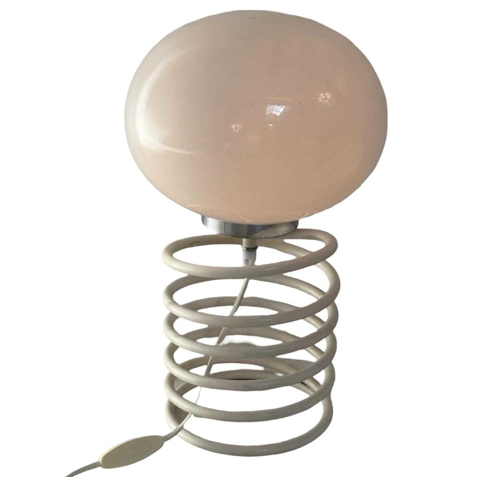 Ingo Maurer For Honsel   Space Age Design / Mcm Table Lamp   Opaline Glass Mounted On A Spiral Base photo vintage