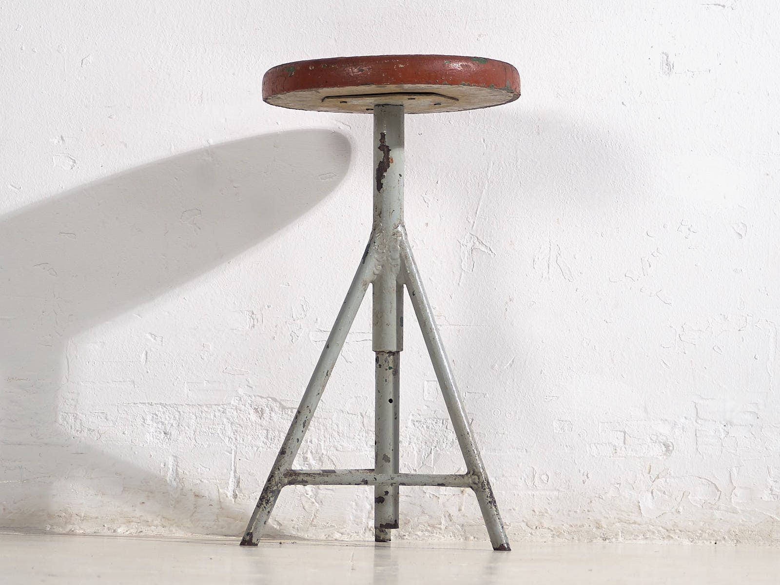 Industrial Style Round Metal Stool (C.1950) #9 photo furniture