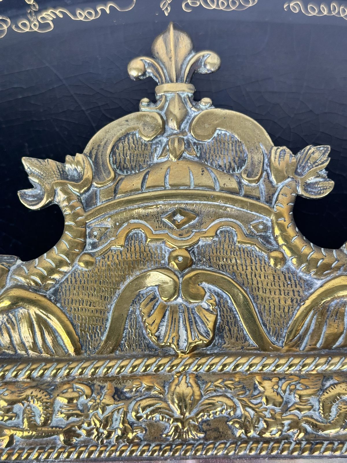 Pair Of Antique Brass Ornate Wall Mirrors With Original Glass photo furniture