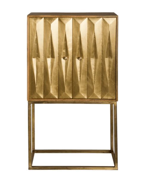 Avant Garde Furniture   India Brass Geometric Bar Cabinet