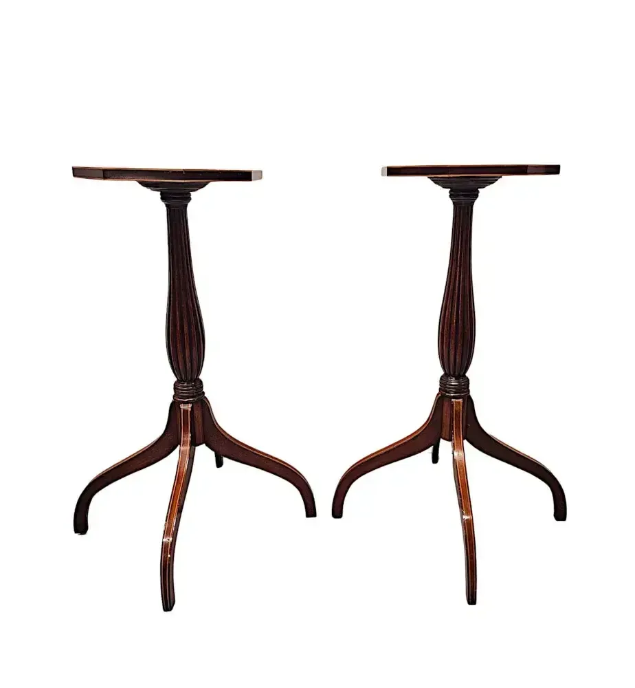 A Very Rare Pair Of Edwardian Inlaid Tall Wine Tables photo vinterior