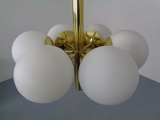 Sputnik Brass And Glass Ceiling Chandelier From Kaiser Idell / Kaiser Leuchten, Germany, 1960s photo buy