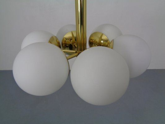 photo buy Sputnik Brass And Glass Ceiling Chandelier From Kaiser Idell / Kaiser Leuchten, Germany, 1960s