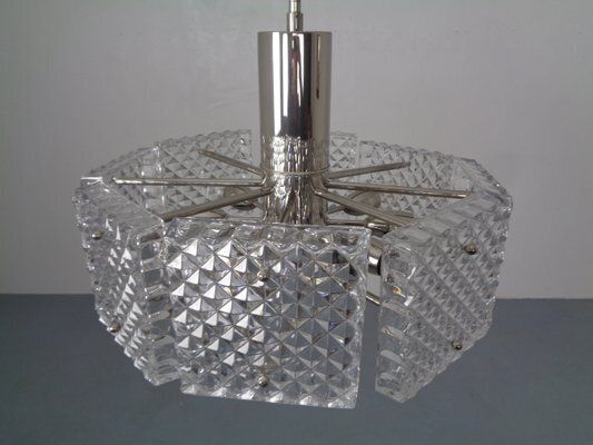 Swedish Glass Chandelier From Orrefors, 1960s photo vintage