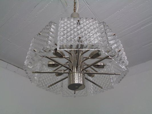 photo furniture Swedish Glass Chandelier From Orrefors, 1960s