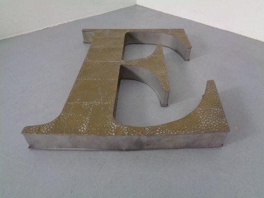 Large Industrial Letter E In Aluminum, 1960s photo vinterior