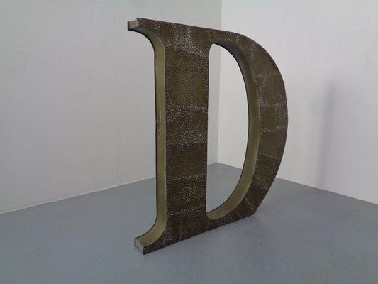 Large Industrial Letter D In Aluminum, 1960s photo for sale
