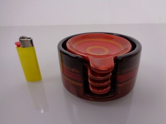 photo vinterior Pop Art Ceramic Ashtrays By Romolo Verzolini For Questa Maiolica, Italy, 1970s, Set Of 5