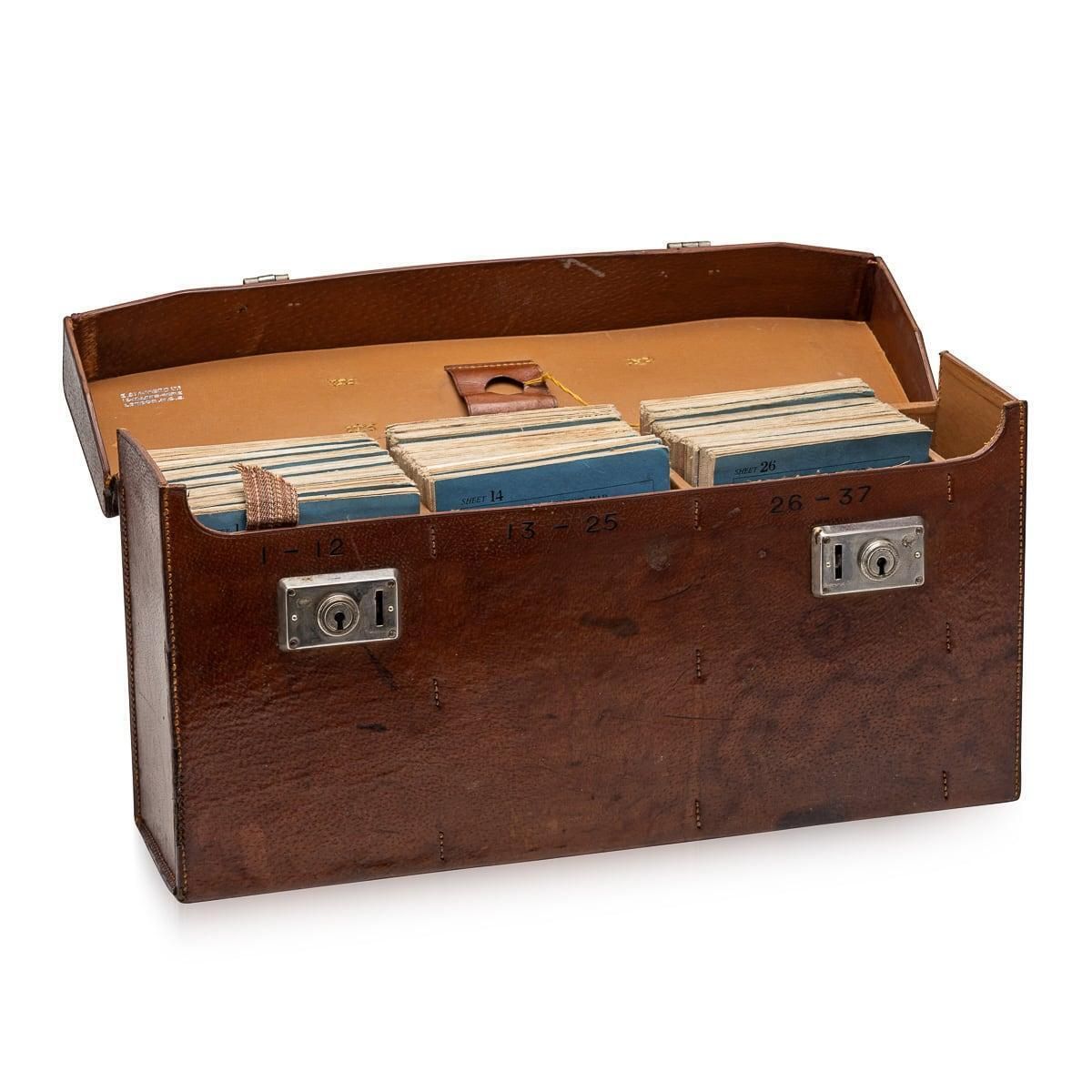 20thc Leather Cased Collection Of Bartholomew Maps Of Great Britain C.1920 photo furniture