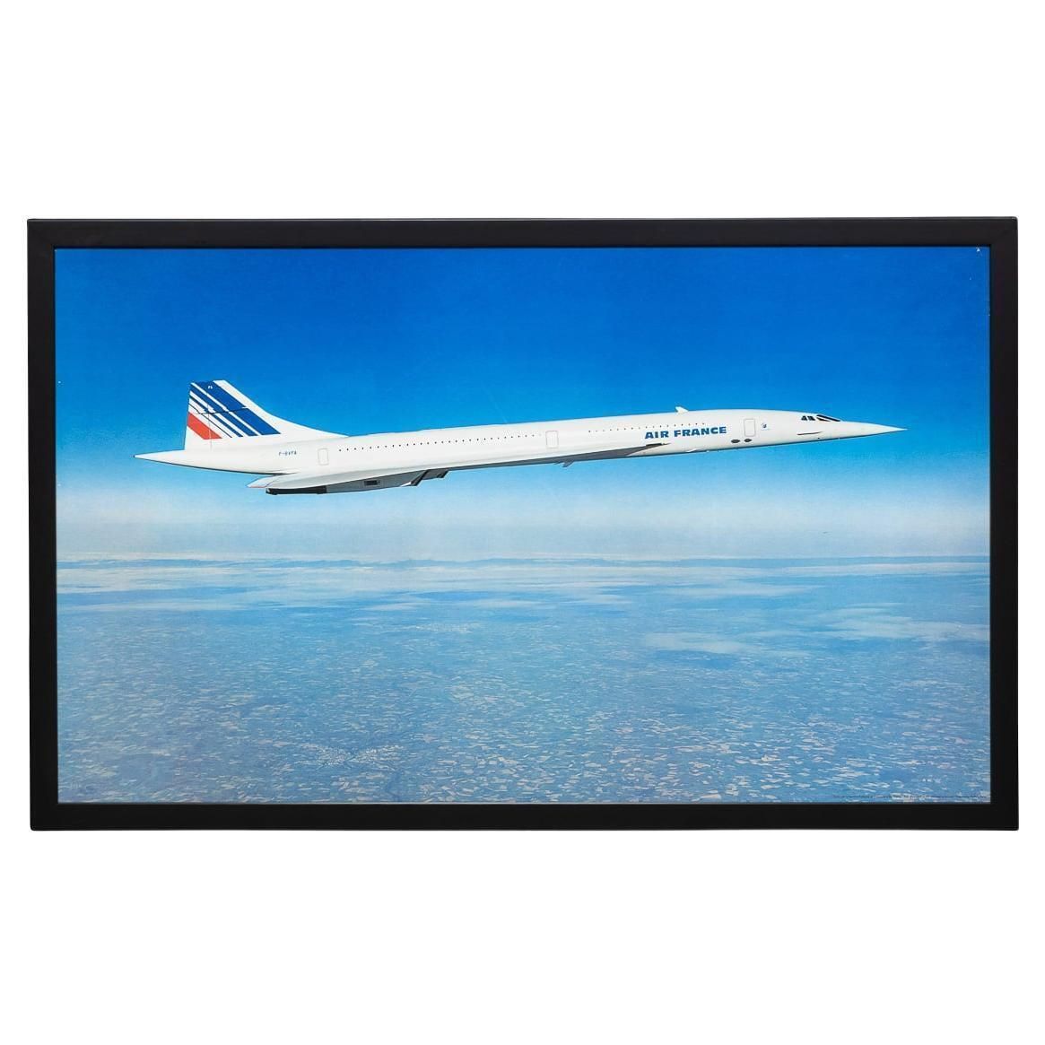 Vintage 20th Century Framed Poster Of An Air France Concorde C.1980