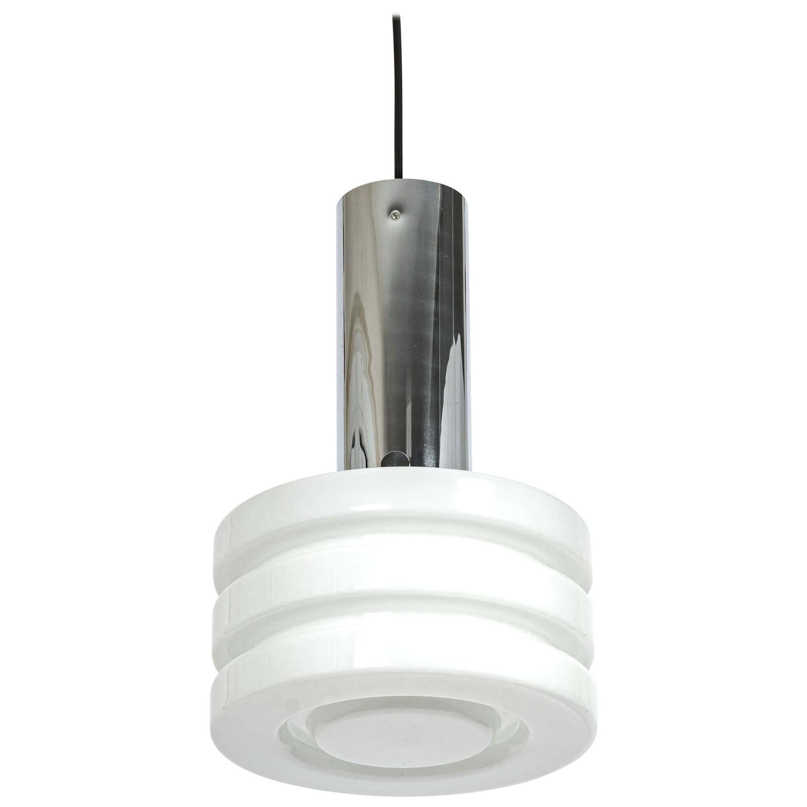1 Of 2 Petite Opal Glass Pendant Light By Limburg, Germany, 1960s