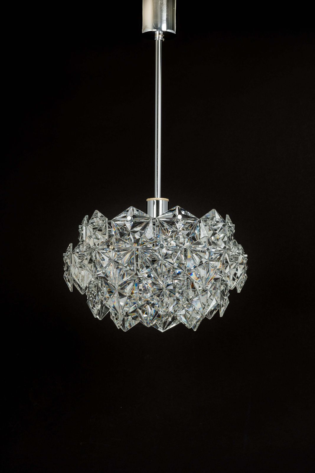 photo furniture Petite Stunning Pendant, Chrome And Crystal Glass By Kinkeldey, Germany, 1970
