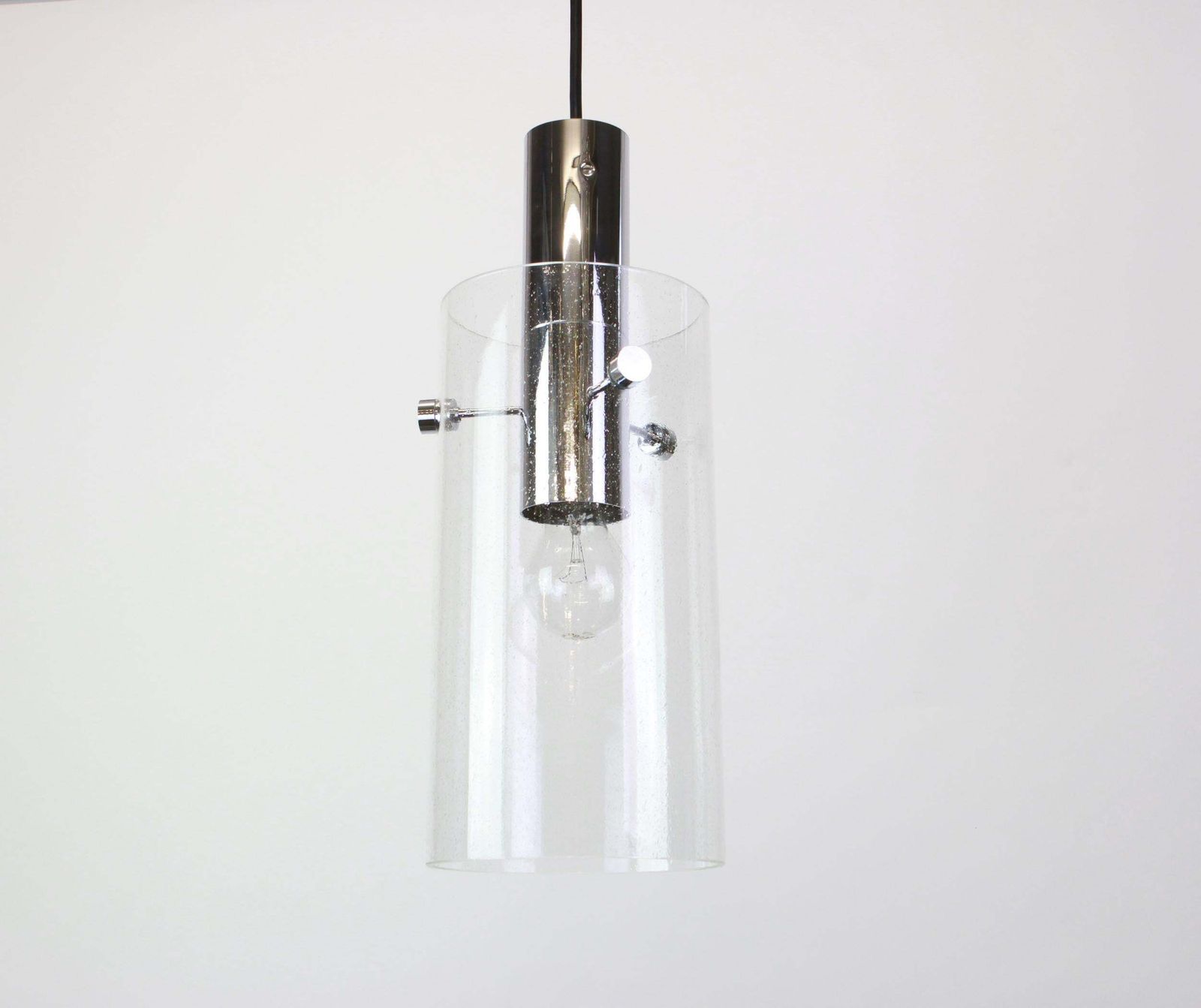 1 Of 3 Lantern Form Pendant Cylindrical Glass Shade By Limburg, Germany, 1960s photo for sale