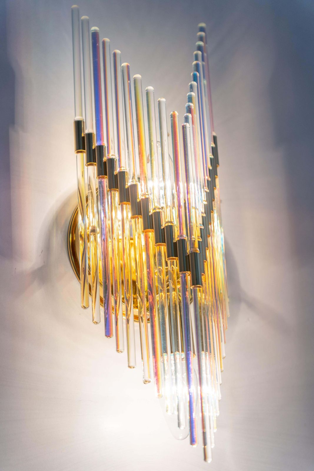 688.0 1 Of 3 Crystal Glass Rods Wall Sconces, Germany, 1970s photo