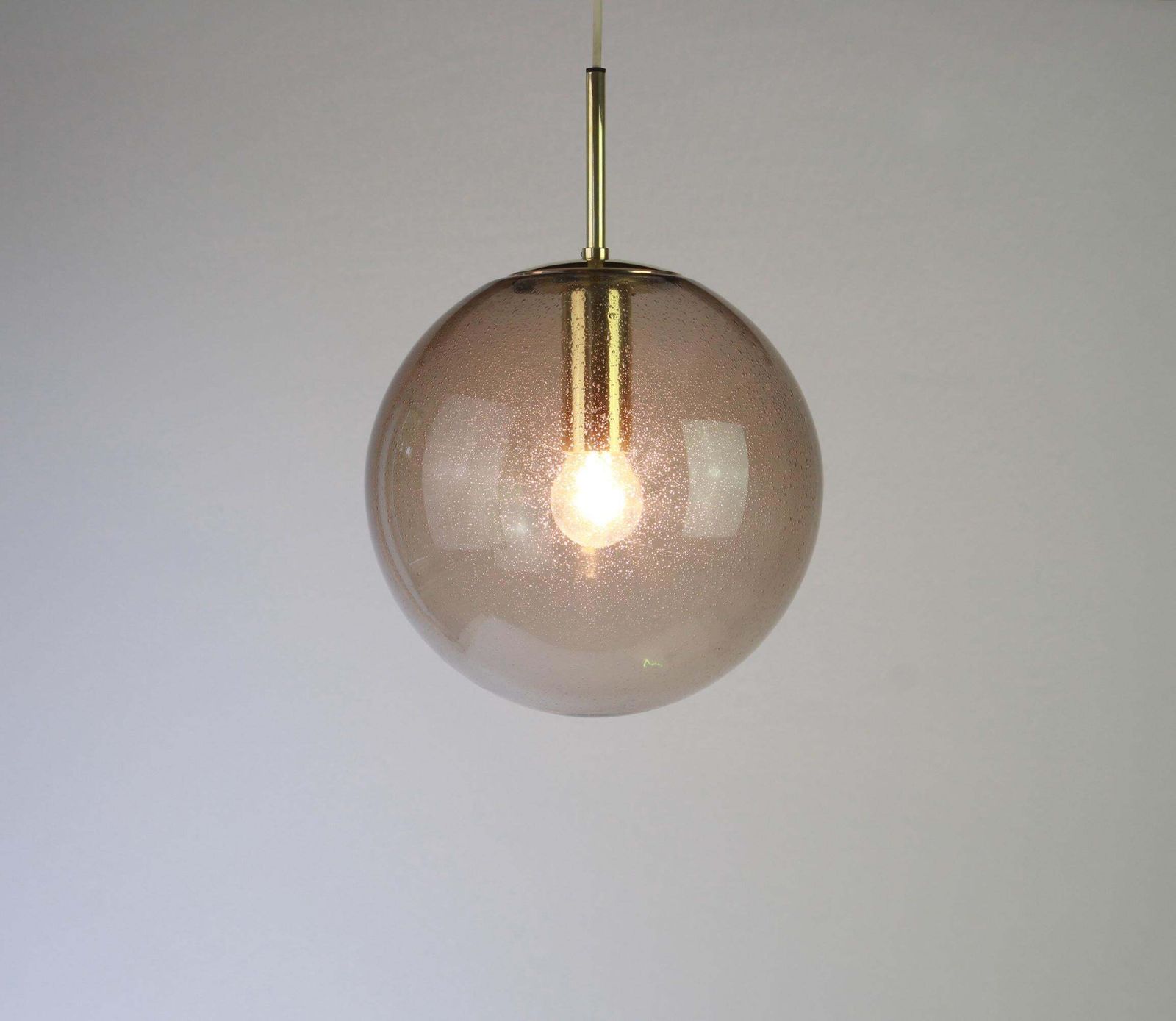 photo furniture Limburg Brass With Smoked Glass Ball Pendant, Germany, 1970s