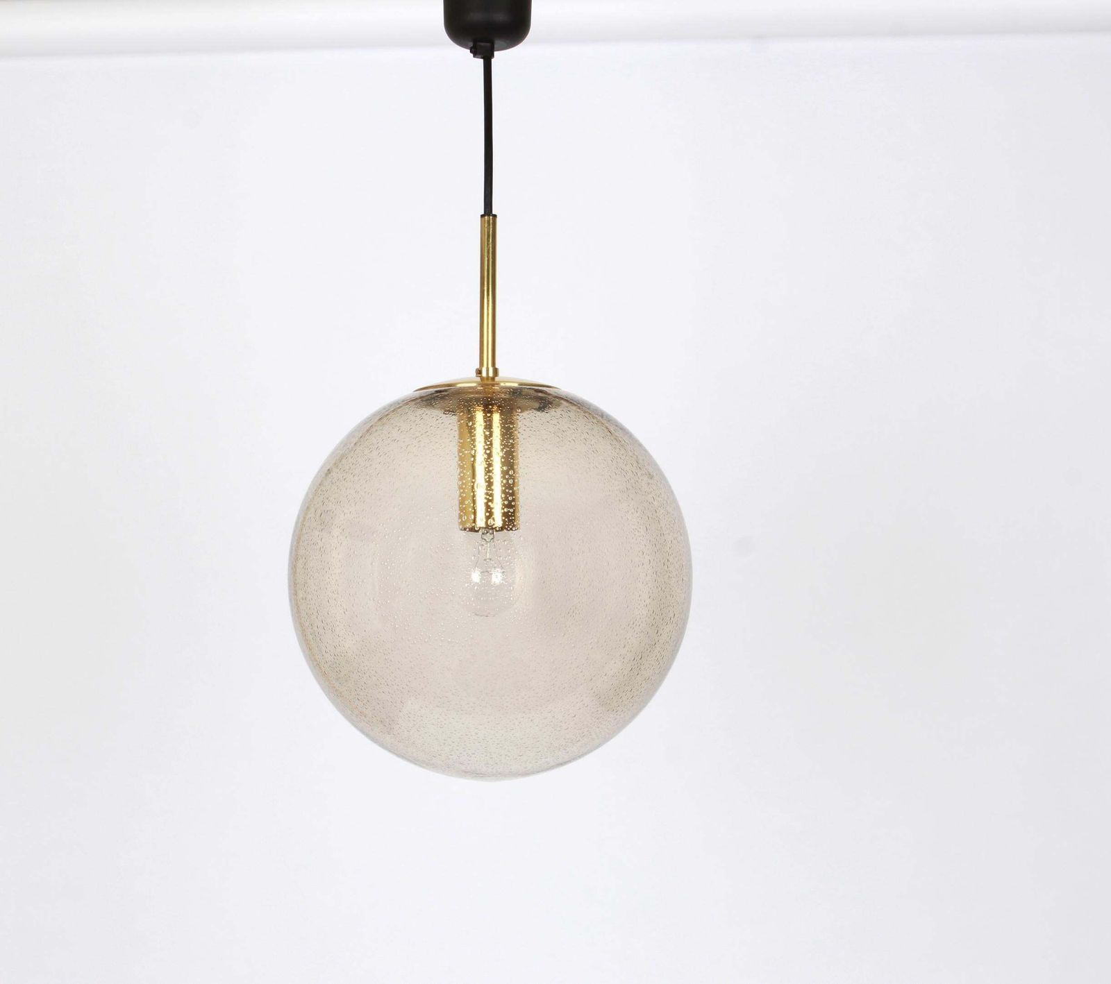 photo for sale Limburg Brass With Smoked Glass Ball Pendant, Germany, 1970s