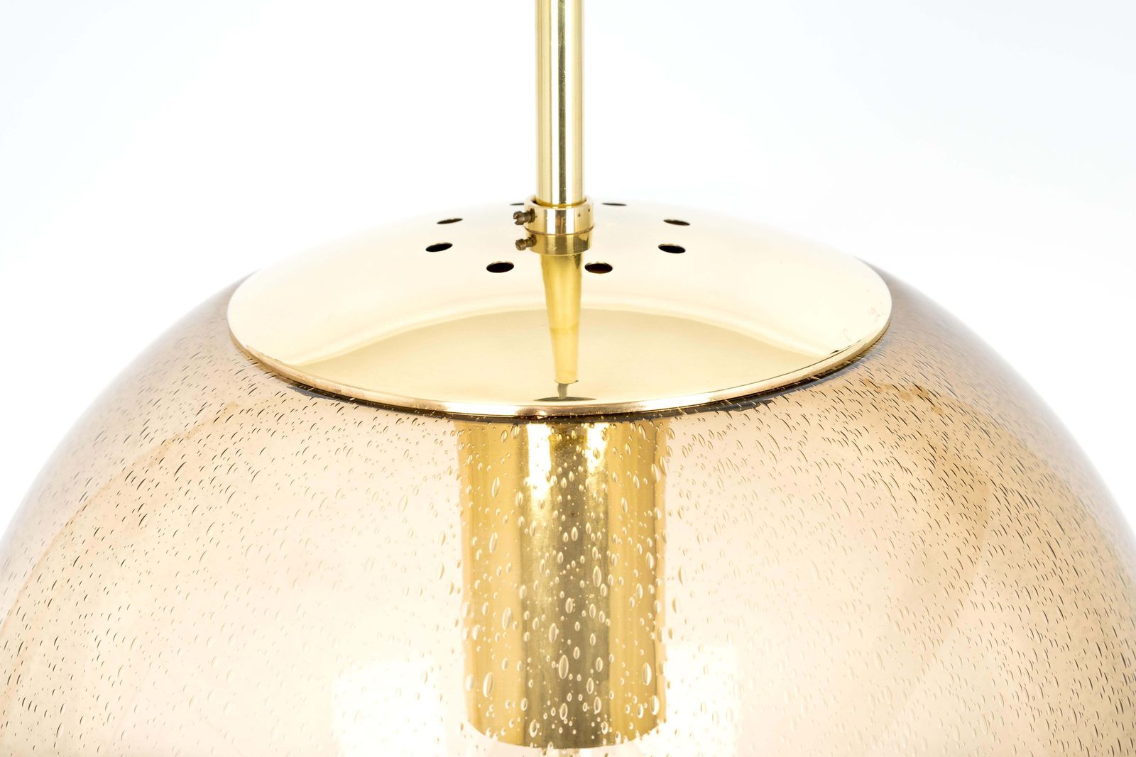 photo for sale Limburg Brass With Smoked Glass Ball Pendant, Germany, 1970s